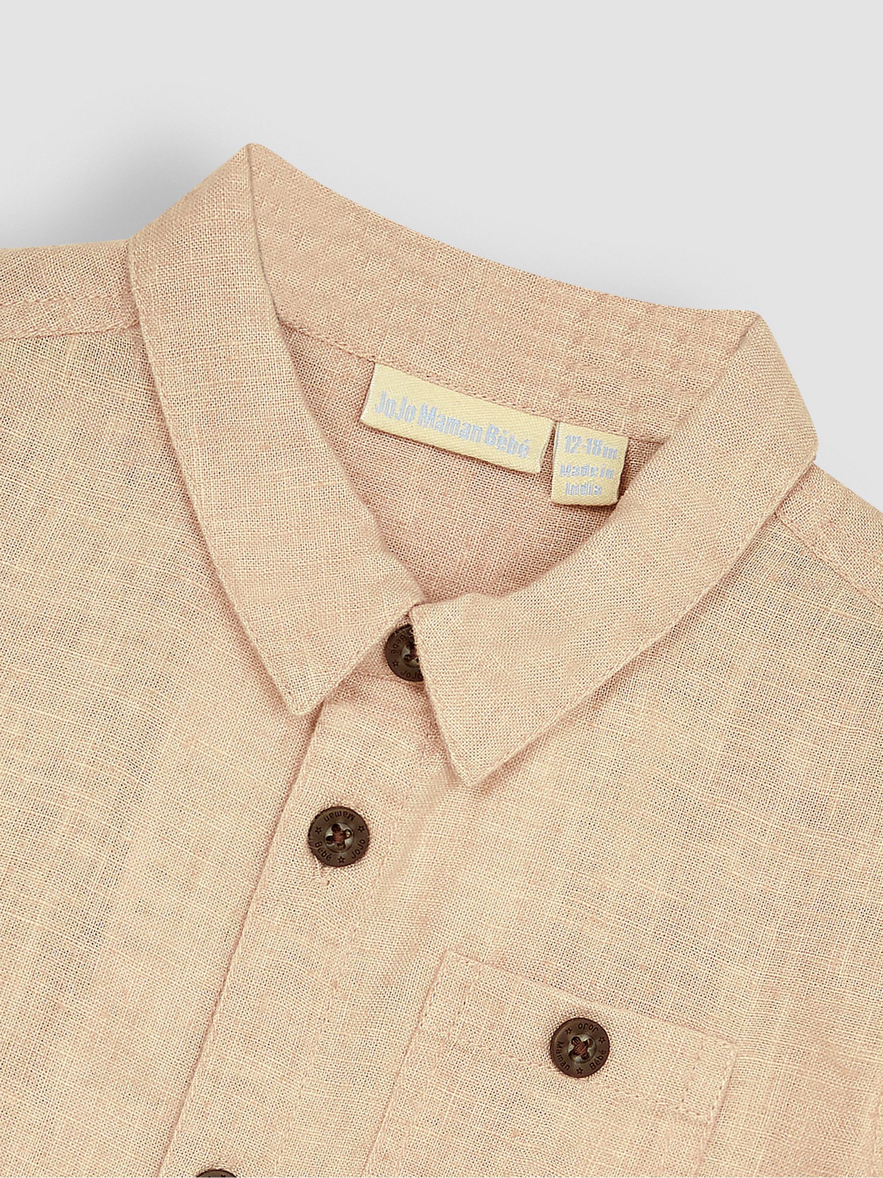 Stone Cotton Linen Summer Short Sleeve Shirt - Image 2 of 3