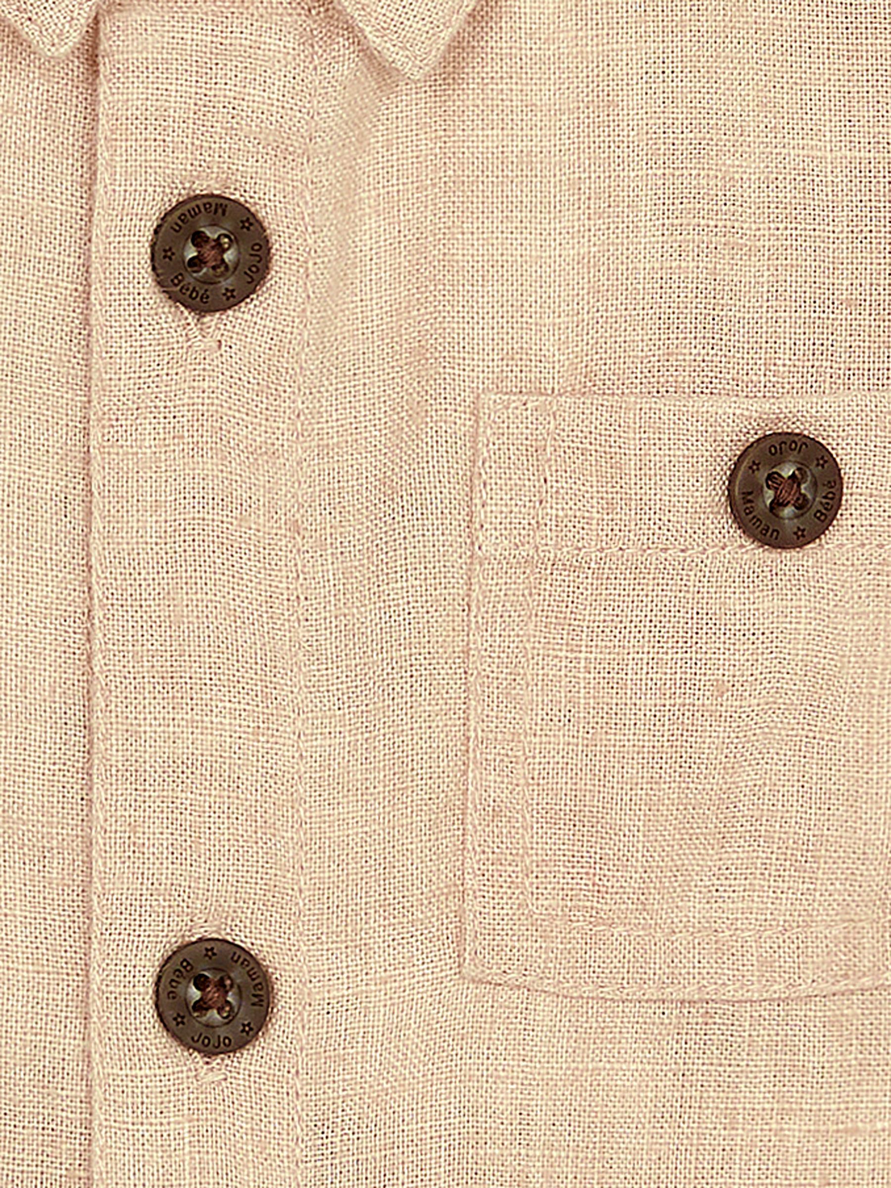 Stone Cotton Linen Summer Short Sleeve Shirt - Image 3 of 3