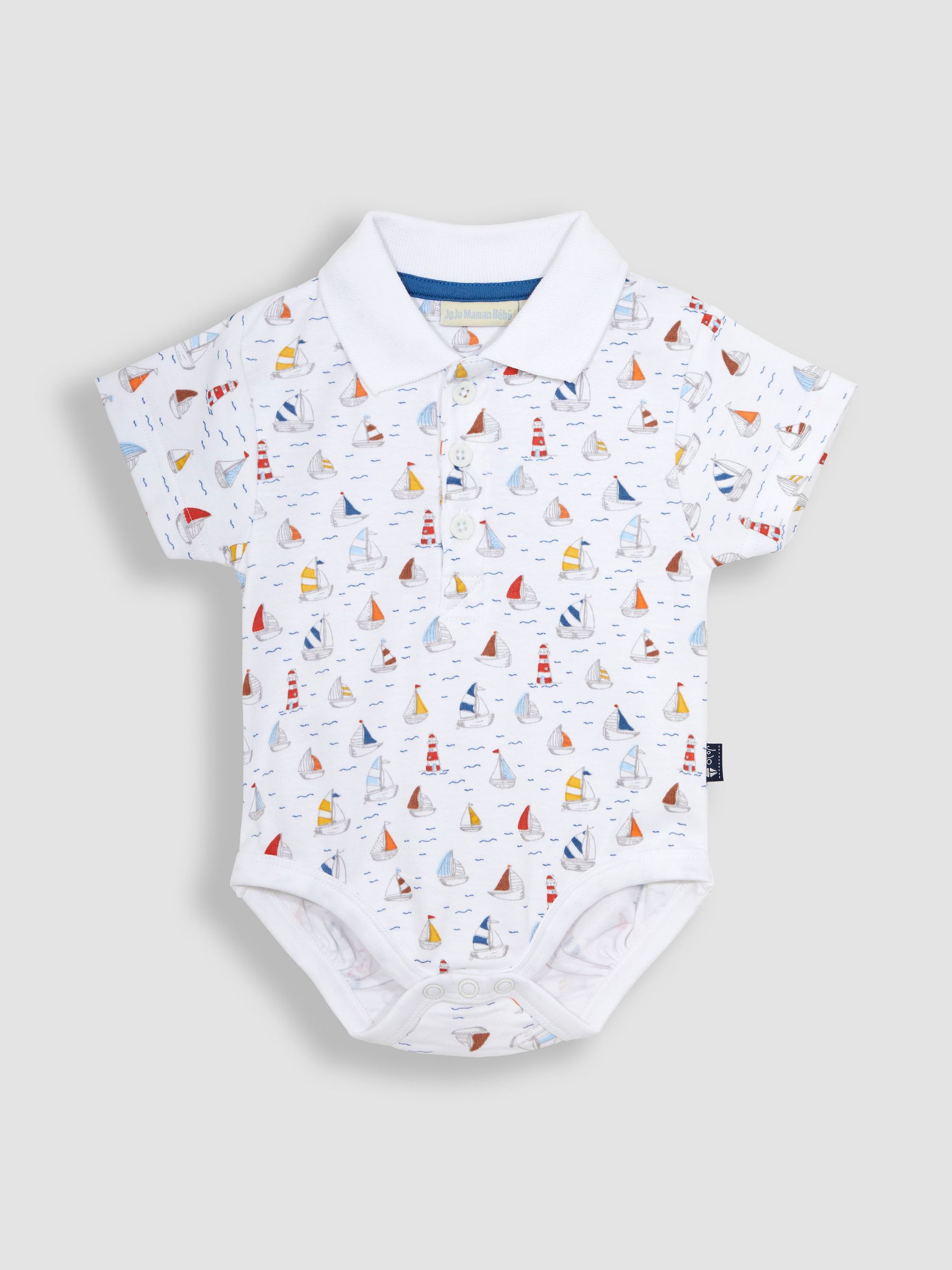 White Sailboat Polo Shirt Bodysuit - Image 1 of 3