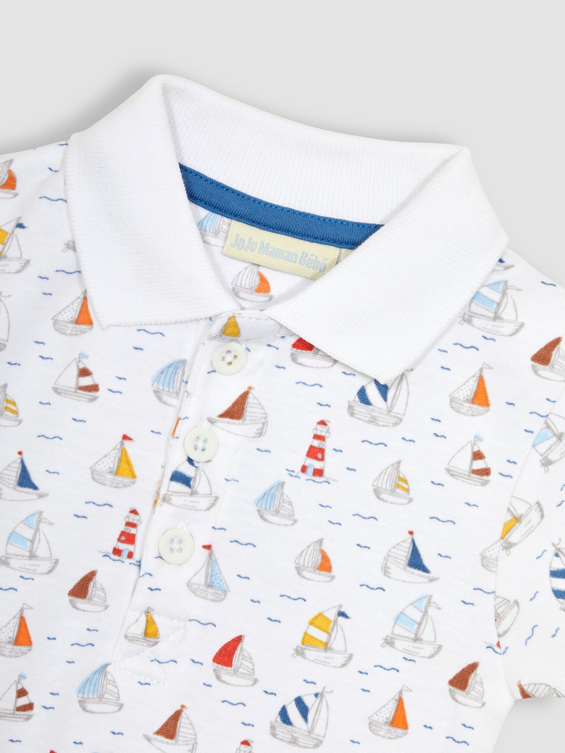 White Sailboat Polo Shirt Bodysuit - Image 2 of 3