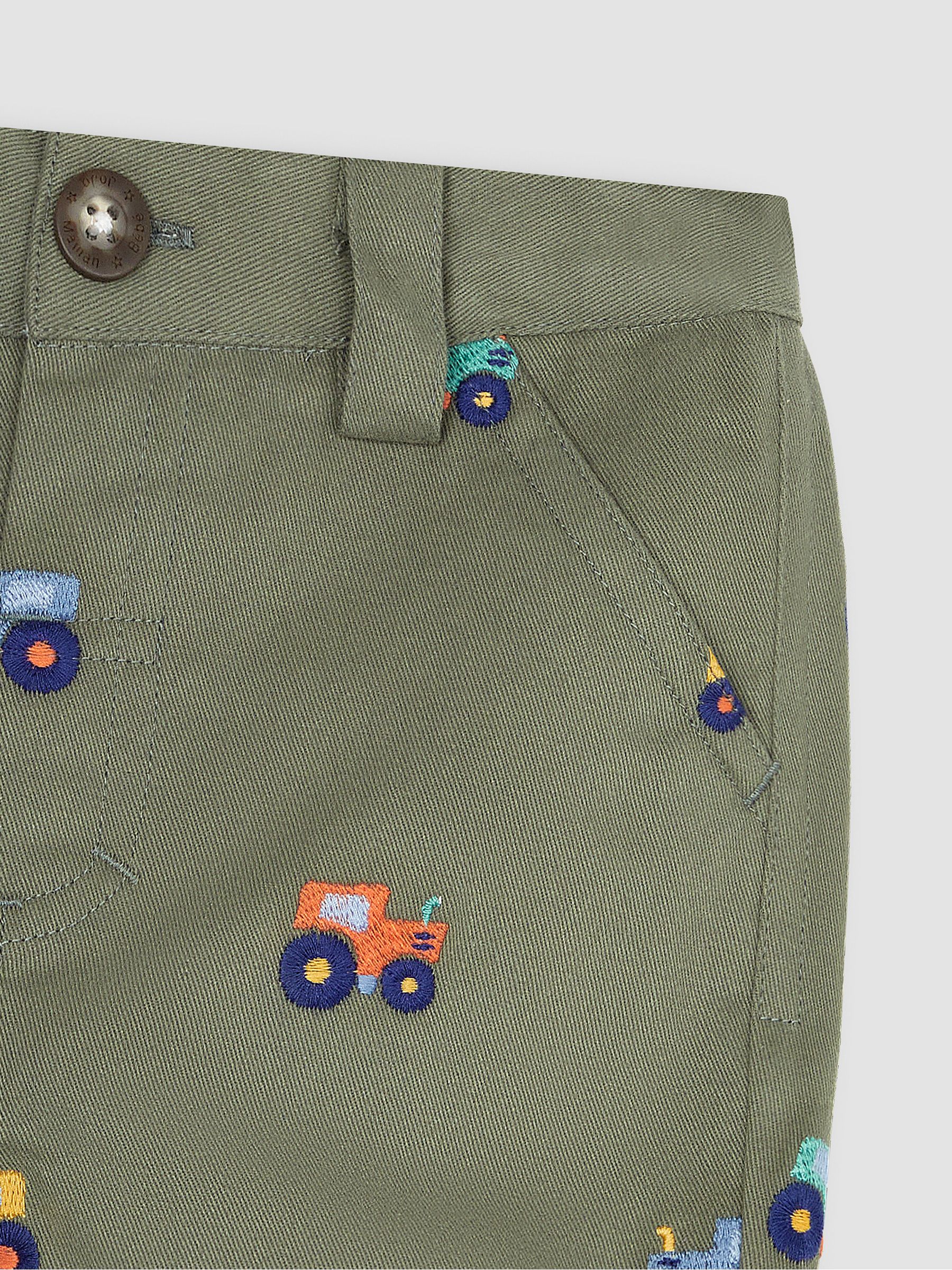Khaki Green Tractor Embroidered Twill Shorts - Image 2 of 3