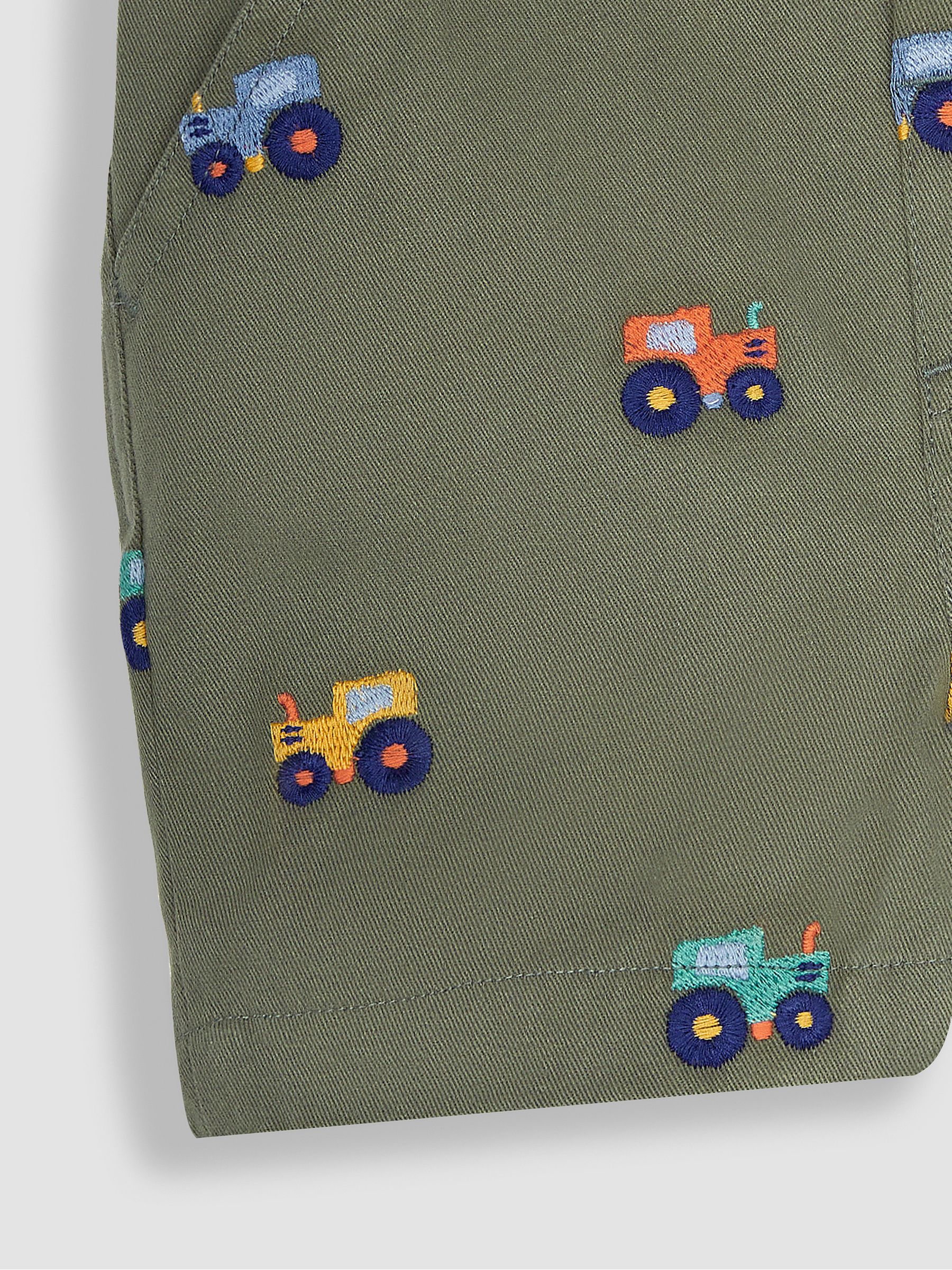 Khaki Green Tractor Embroidered Twill Shorts - Image 3 of 3