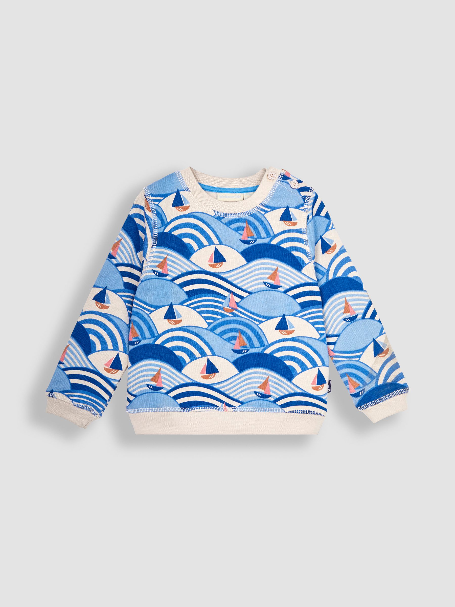 Blue Nautical Wave Crew Neck Jersey Sweatshirt - Image 3 of 5
