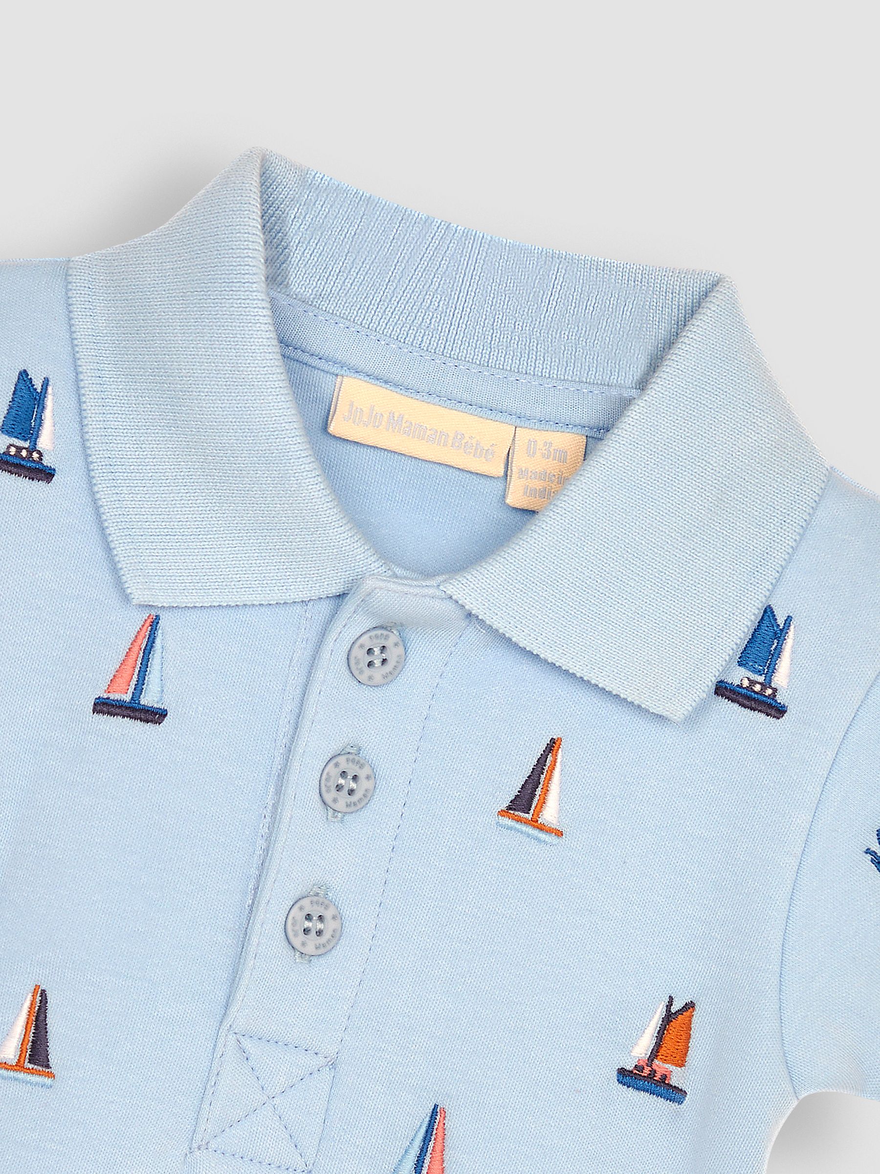 Blue Sailboat Embroidered Polo Shirt Body - Image 2 of 3