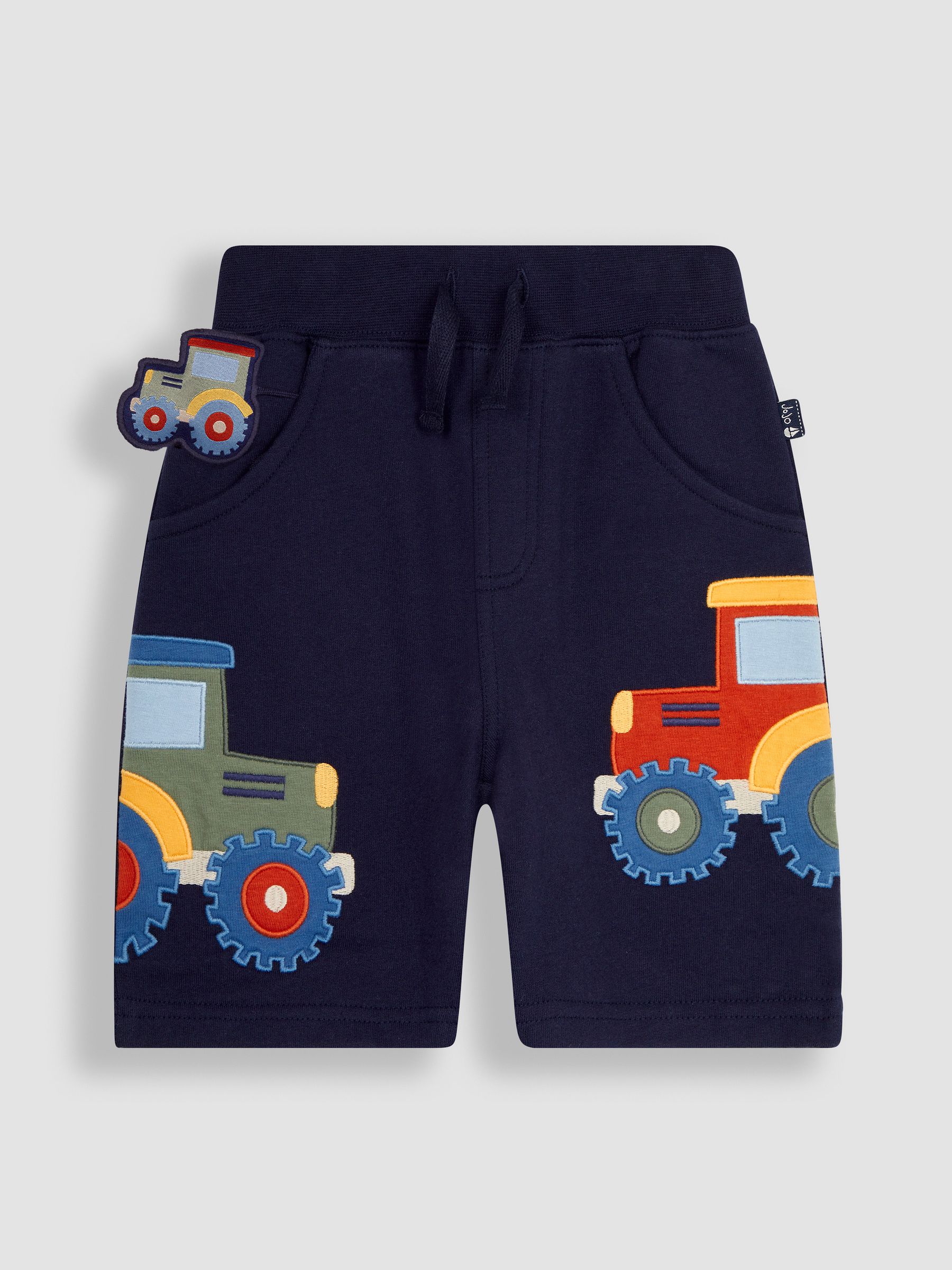 Navy Blue Tractor Appliqué Pet in Pocket Shorts - Image 1 of 3