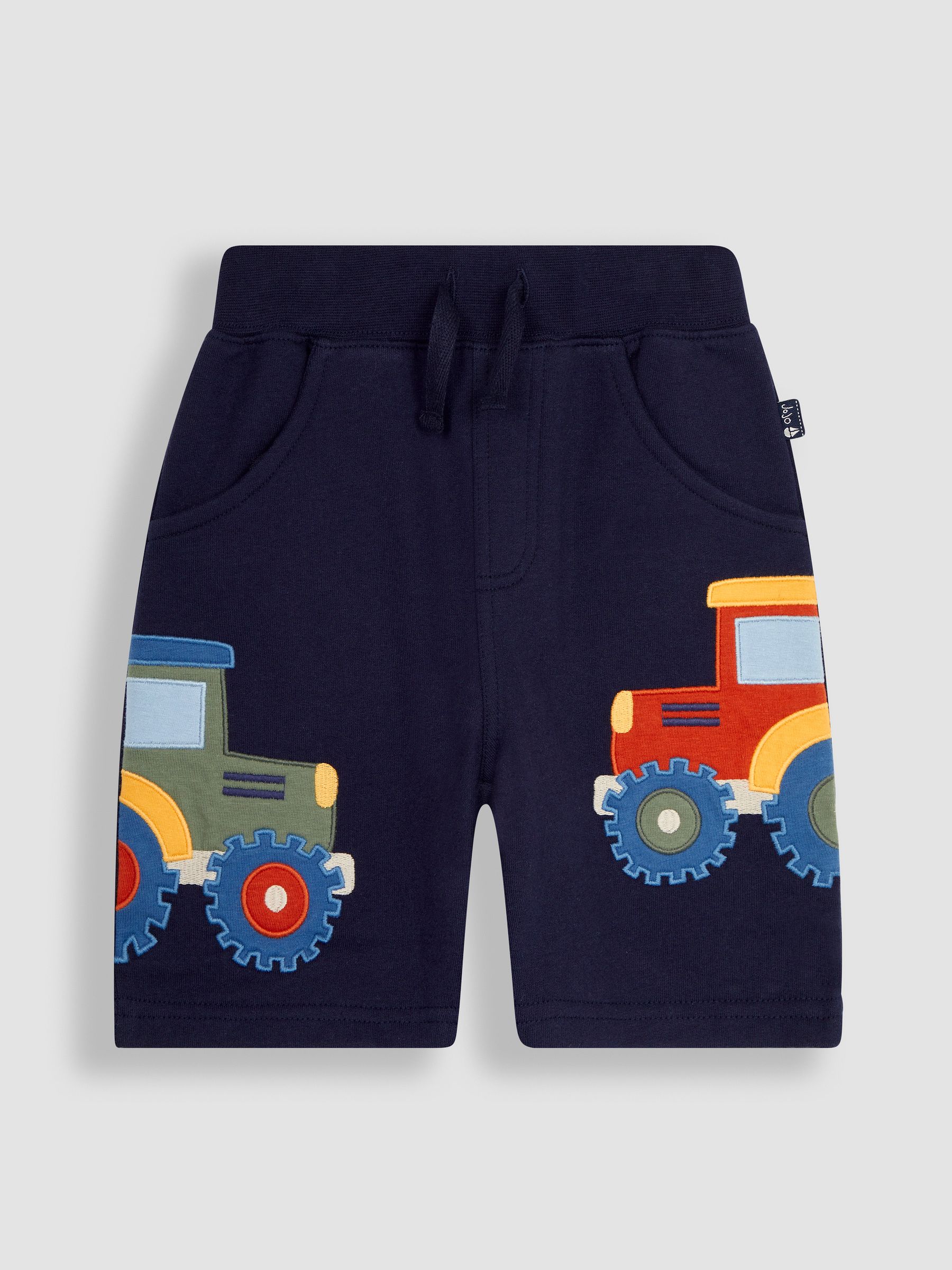 Navy Blue Tractor Appliqué Pet in Pocket Shorts - Image 2 of 3