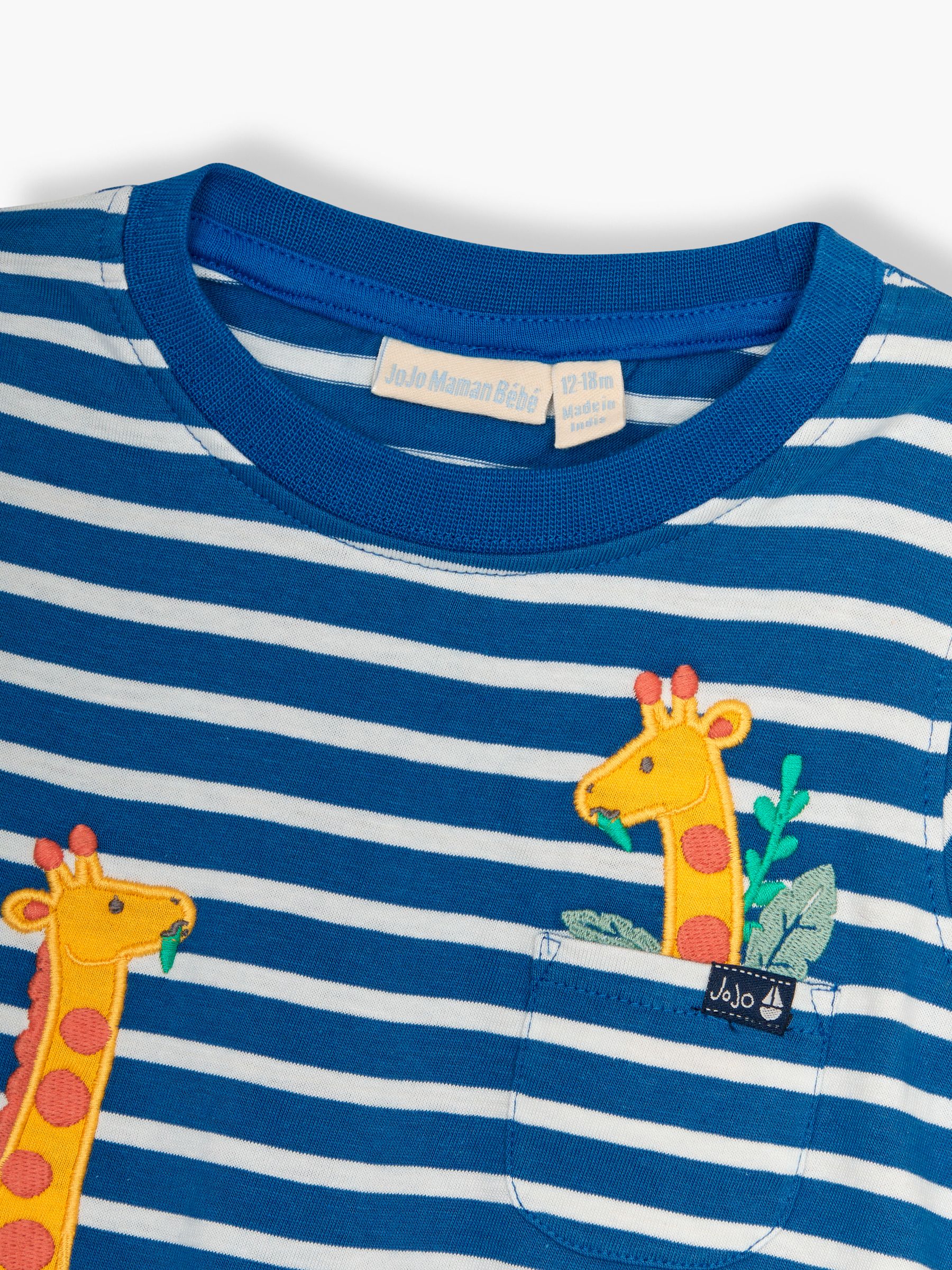Indigo Blue Giraffe Appliqué Pocket T-Shirt - Image 2 of 3