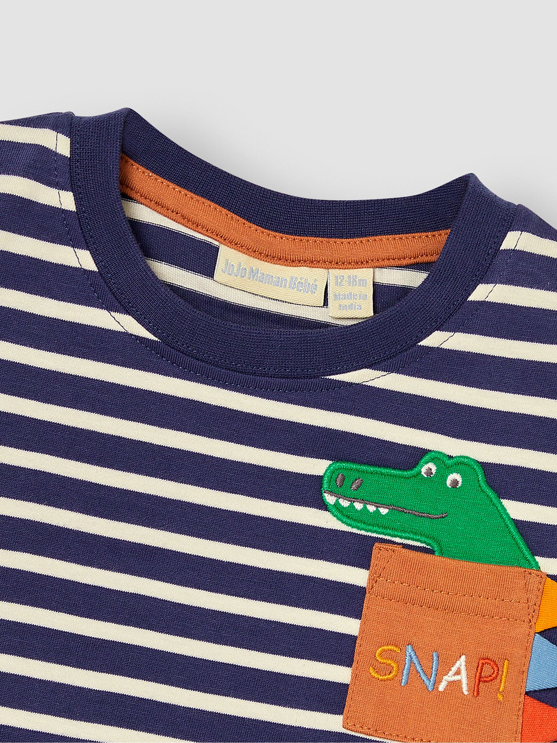 Indigo Blue Crocodile Appliqué Pocket T-Shirt - Image 2 of 3