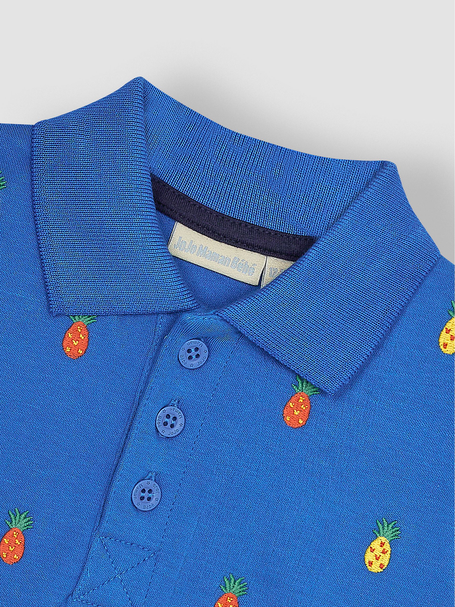 Cobalt Blue Pineapple Embroidered Polo Shirt - Image 2 of 3