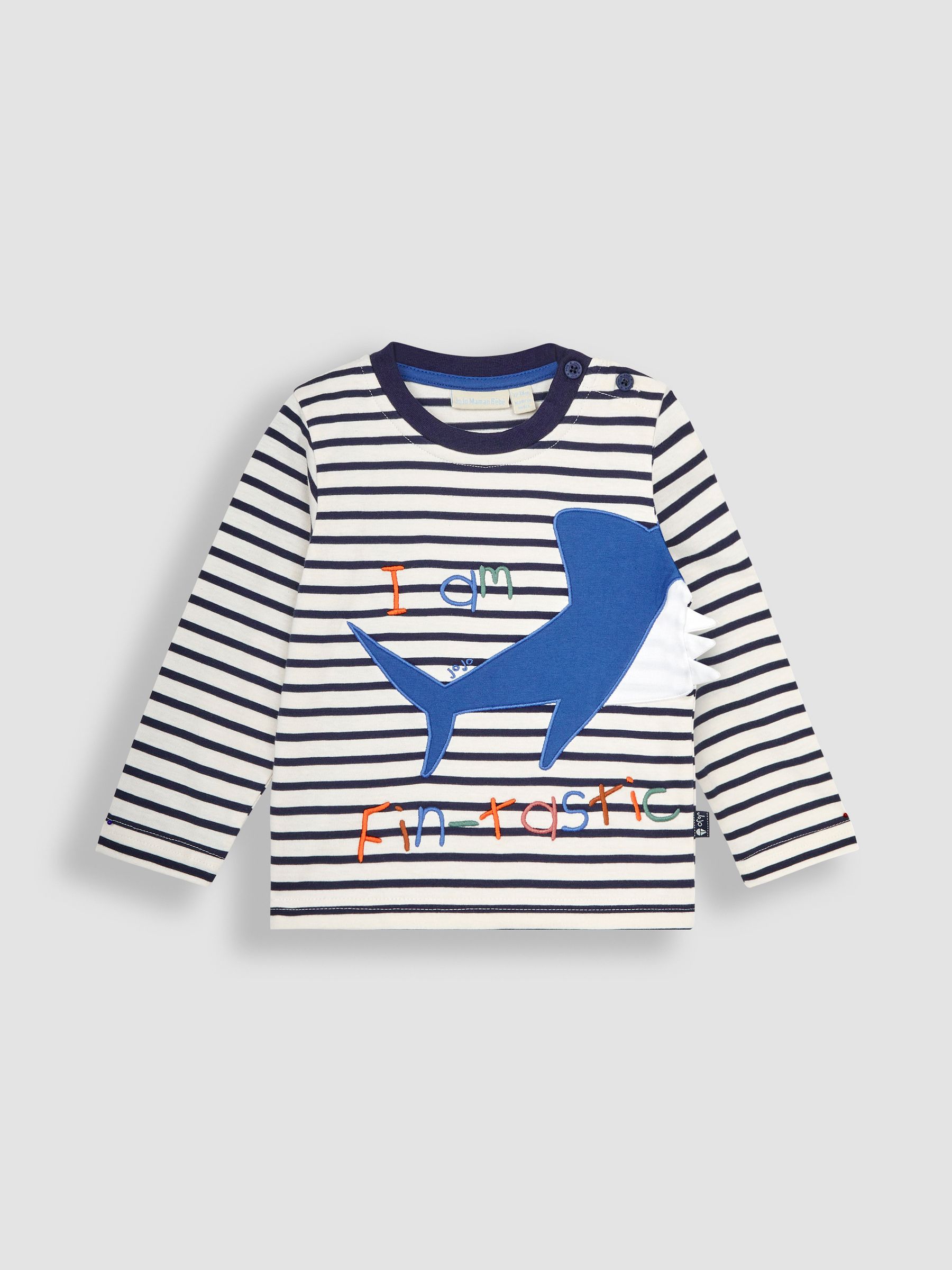 Ecru Navy Stripe Shark Appliqué Top - Image 1 of 1