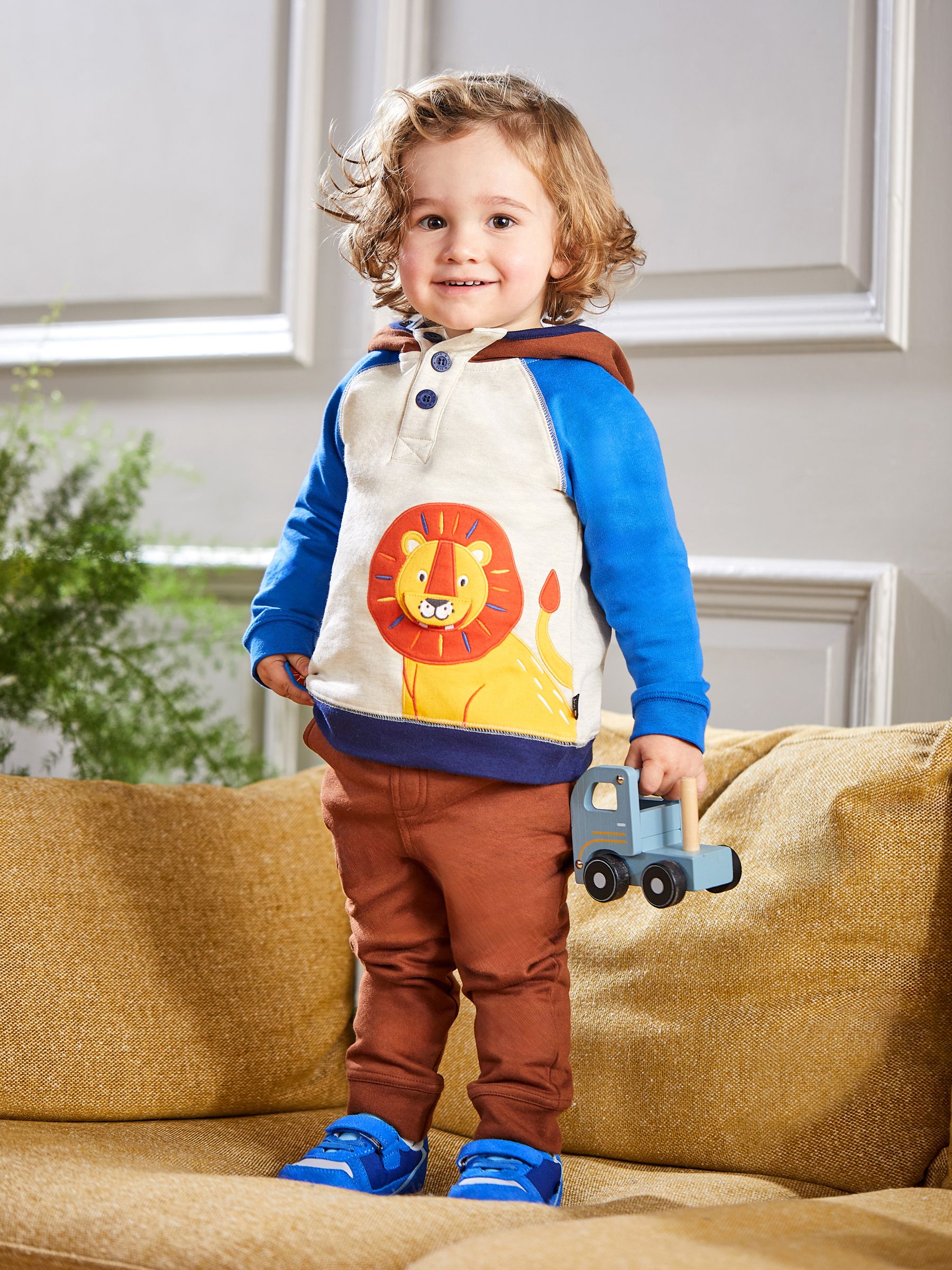 Brown 2-Piece Lion Appliqué Hooded Sweatshirt & Leggings Set - Image 1 of 6