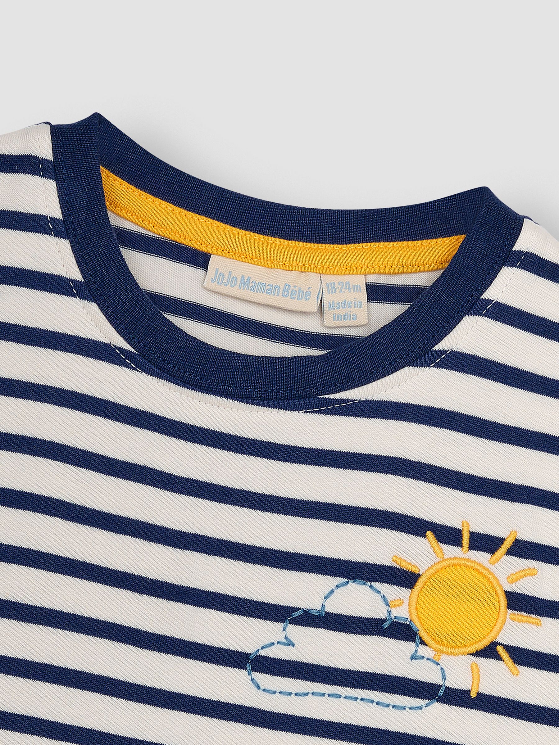 Ecru Navy Stripe Safari Animals Appliqué Border T-Shirt - Image 3 of 3
