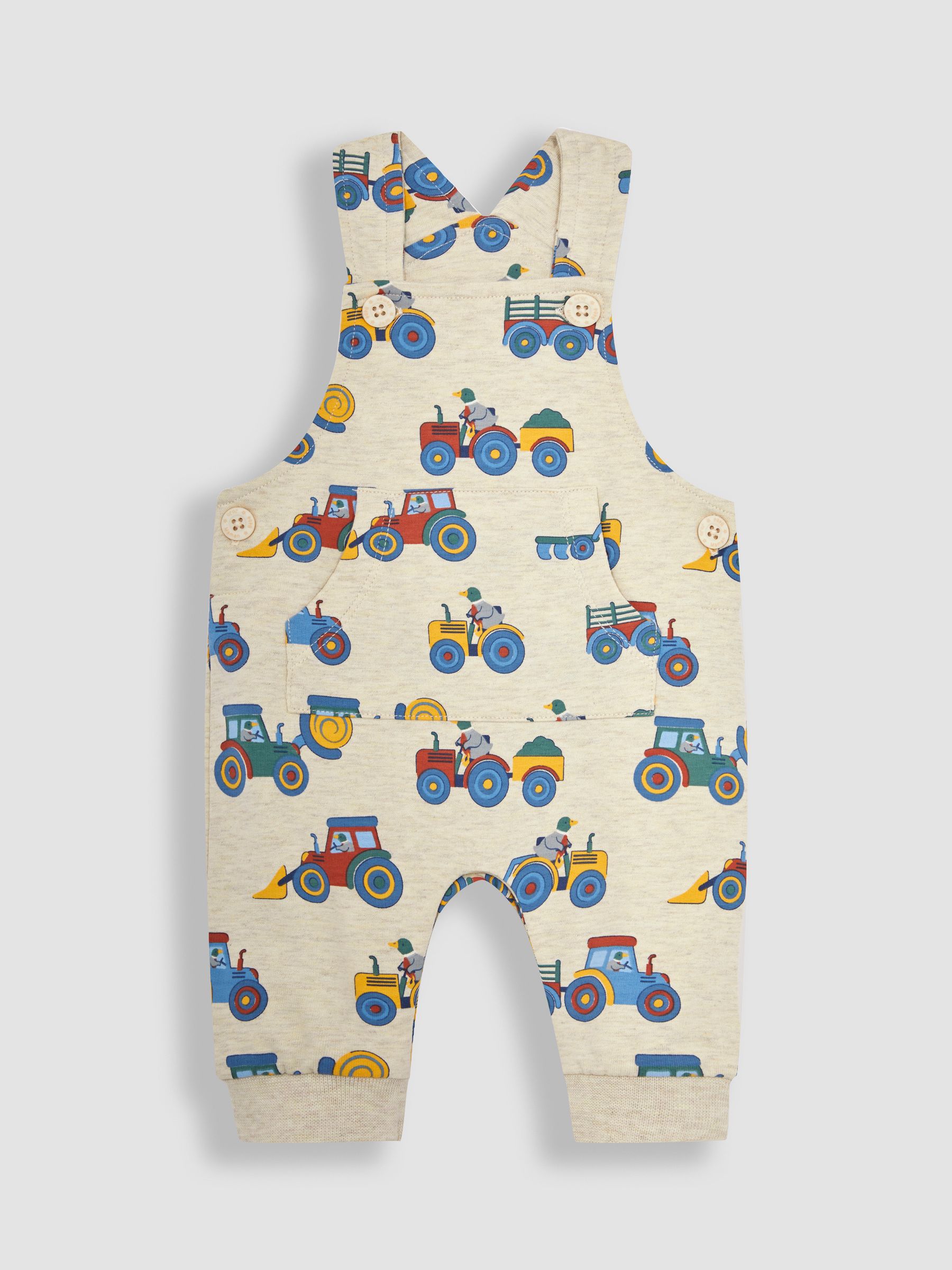 Natural 2-Piece Farm Vehicles Dungarees & T-Shirt Set - Image 3 of 6