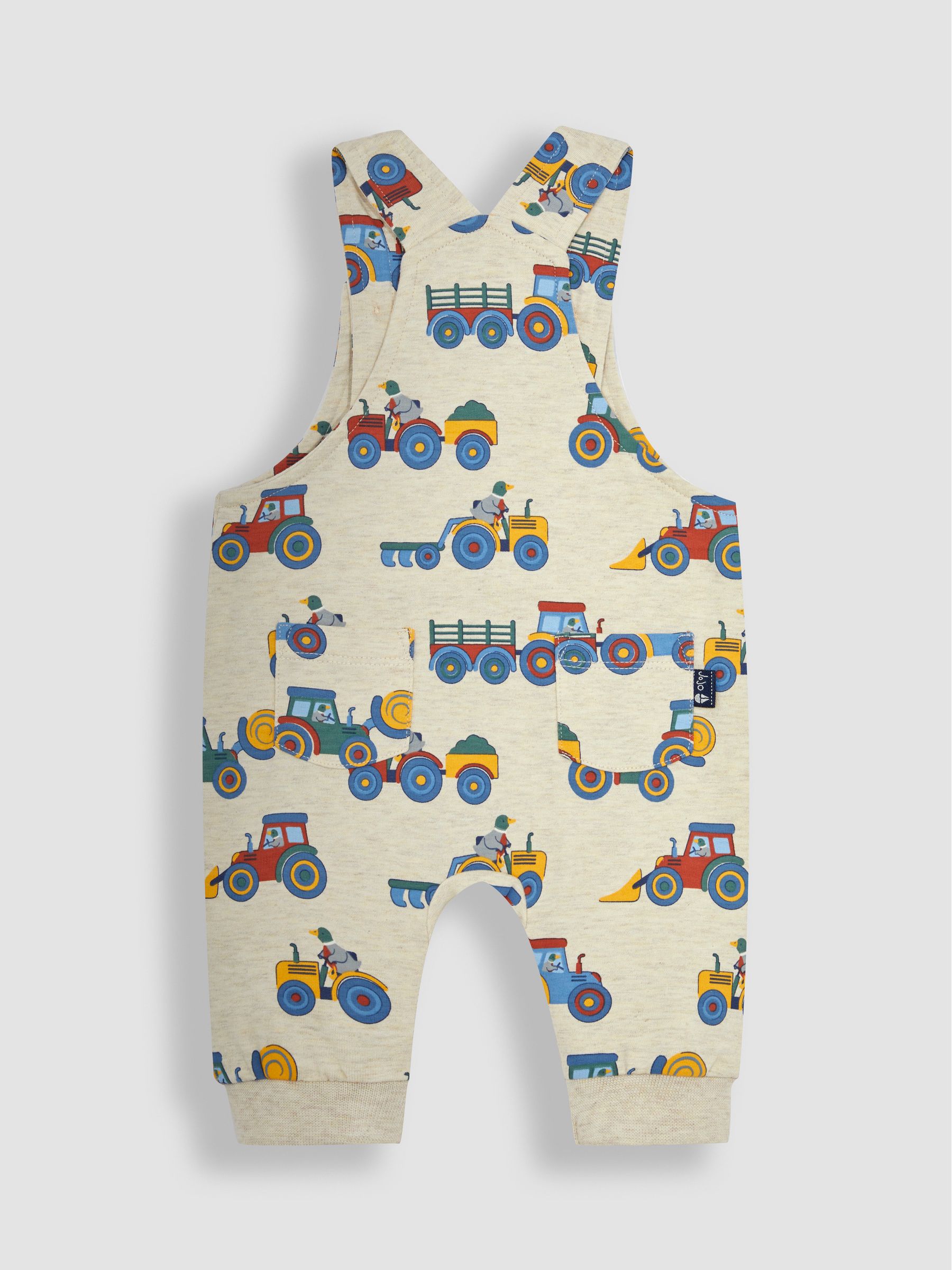 Natural 2-Piece Farm Vehicles Dungarees & T-Shirt Set - Image 4 of 6