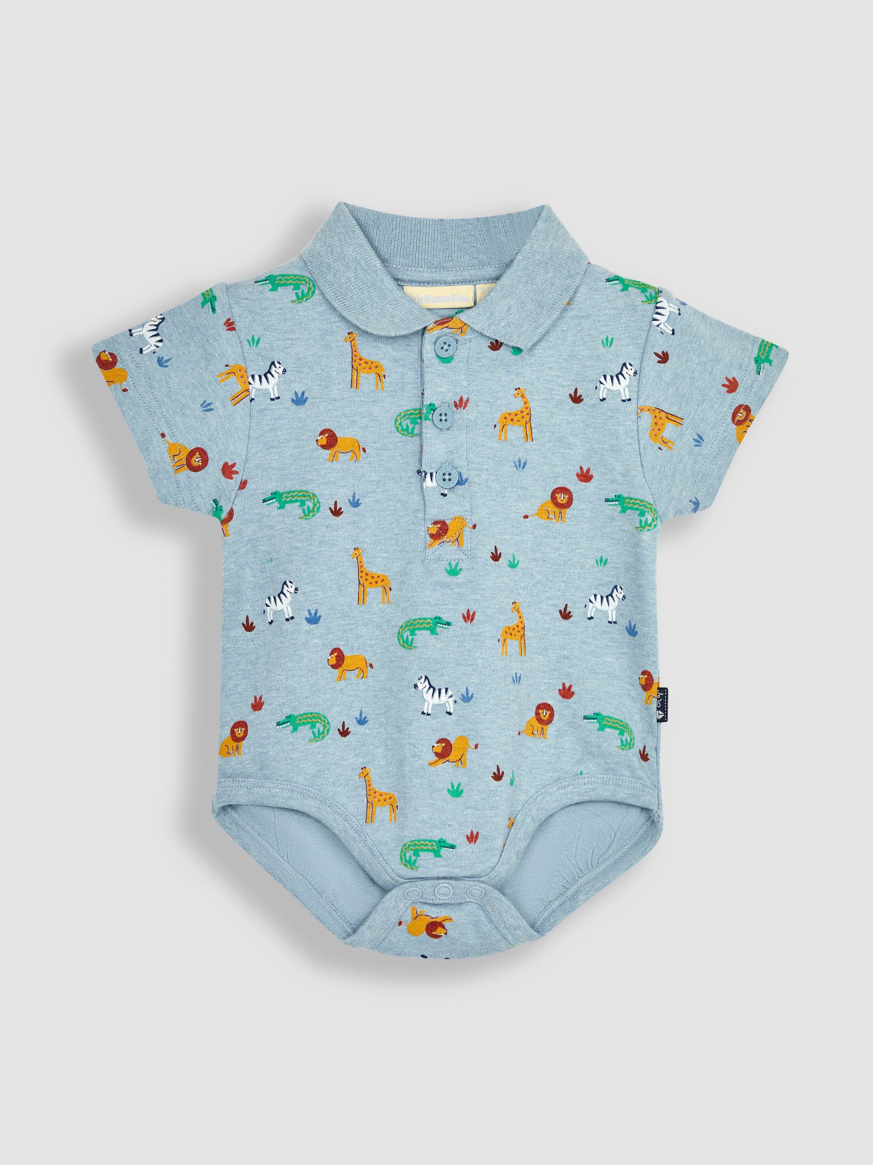 Blue Safari Animals Polo Shirt Bodysuit - Image 1 of 3
