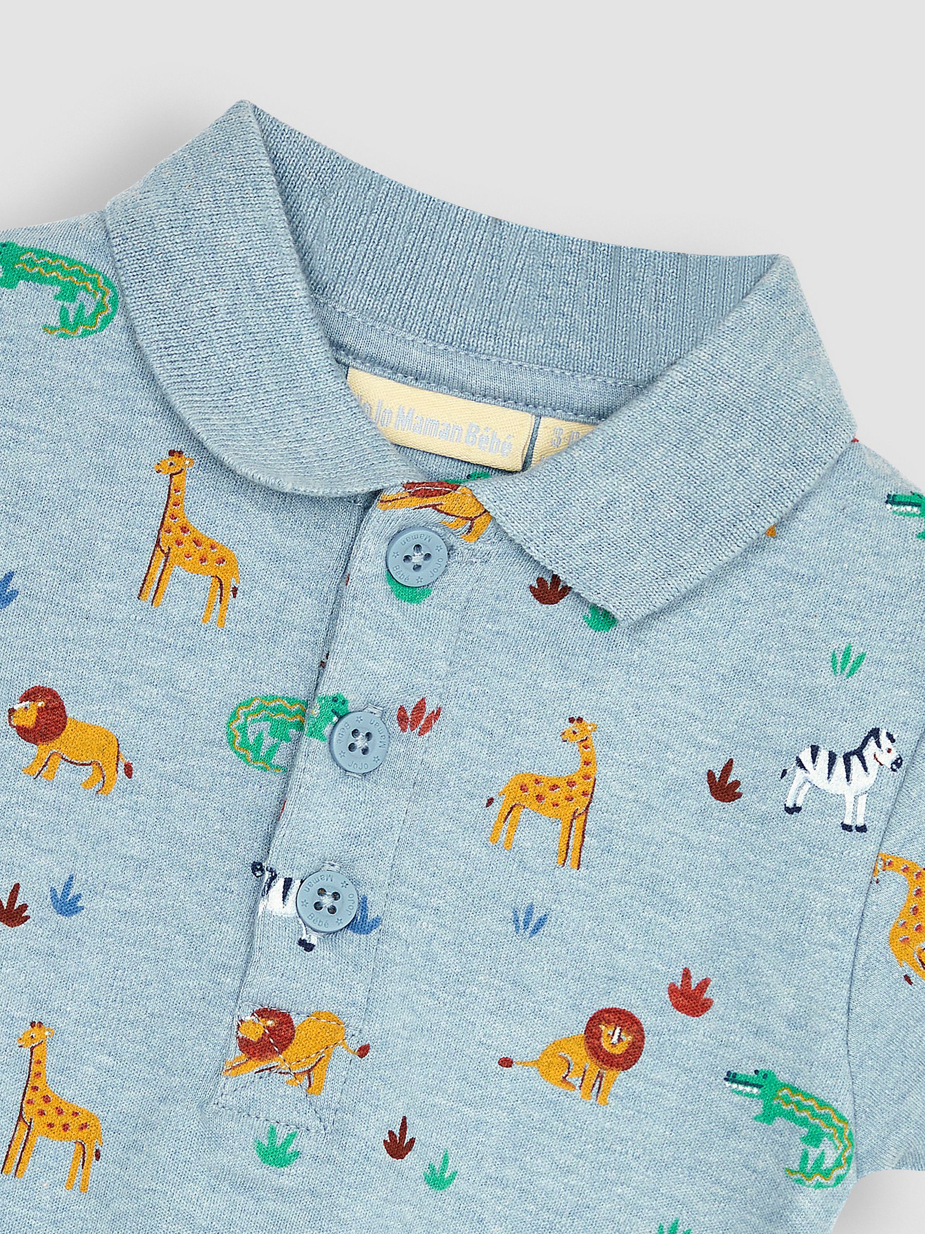 Blue Safari Animals Polo Shirt Bodysuit - Image 2 of 3