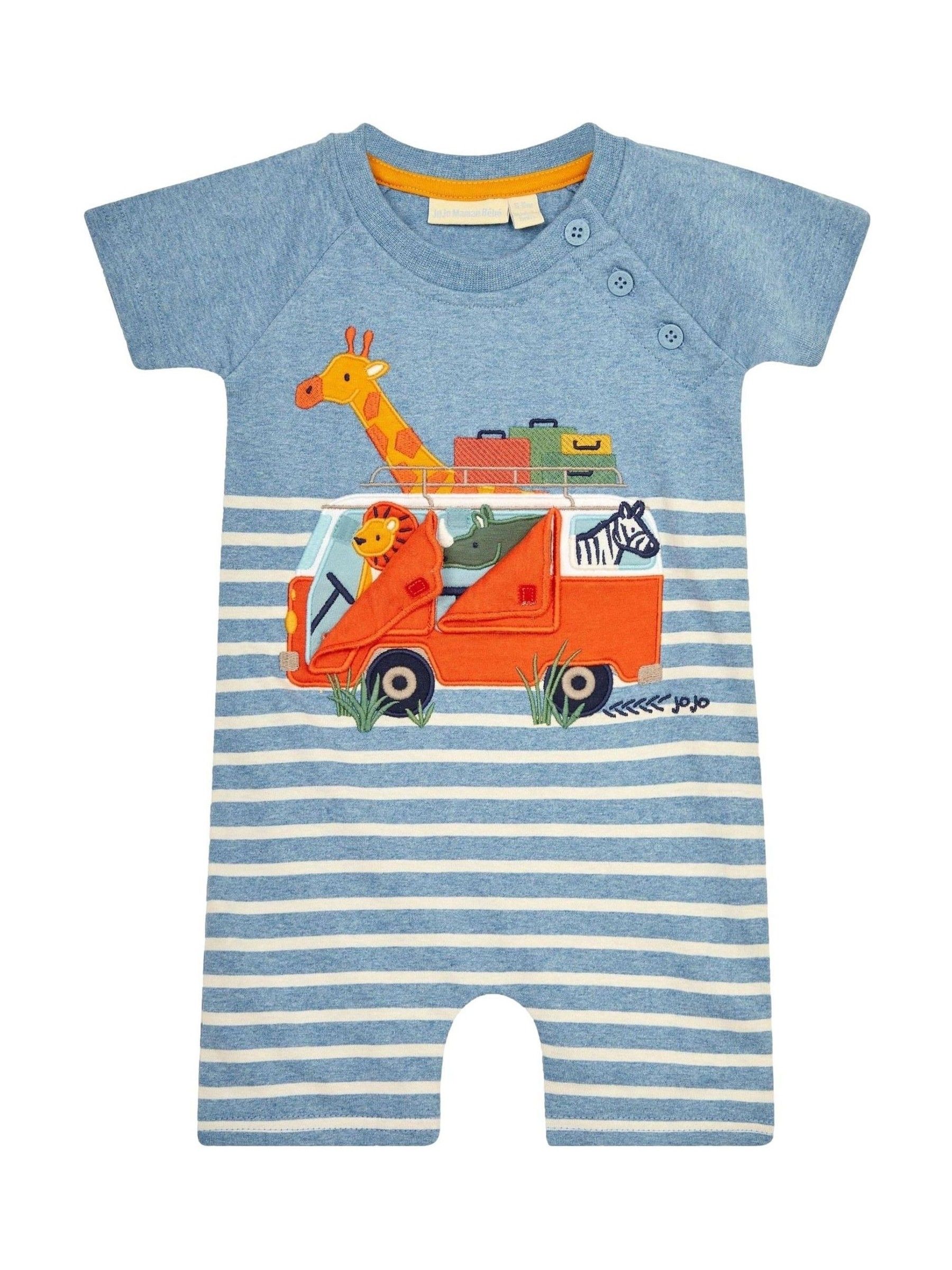 Blue Safari Appliqué Romper - Image 1 of 3