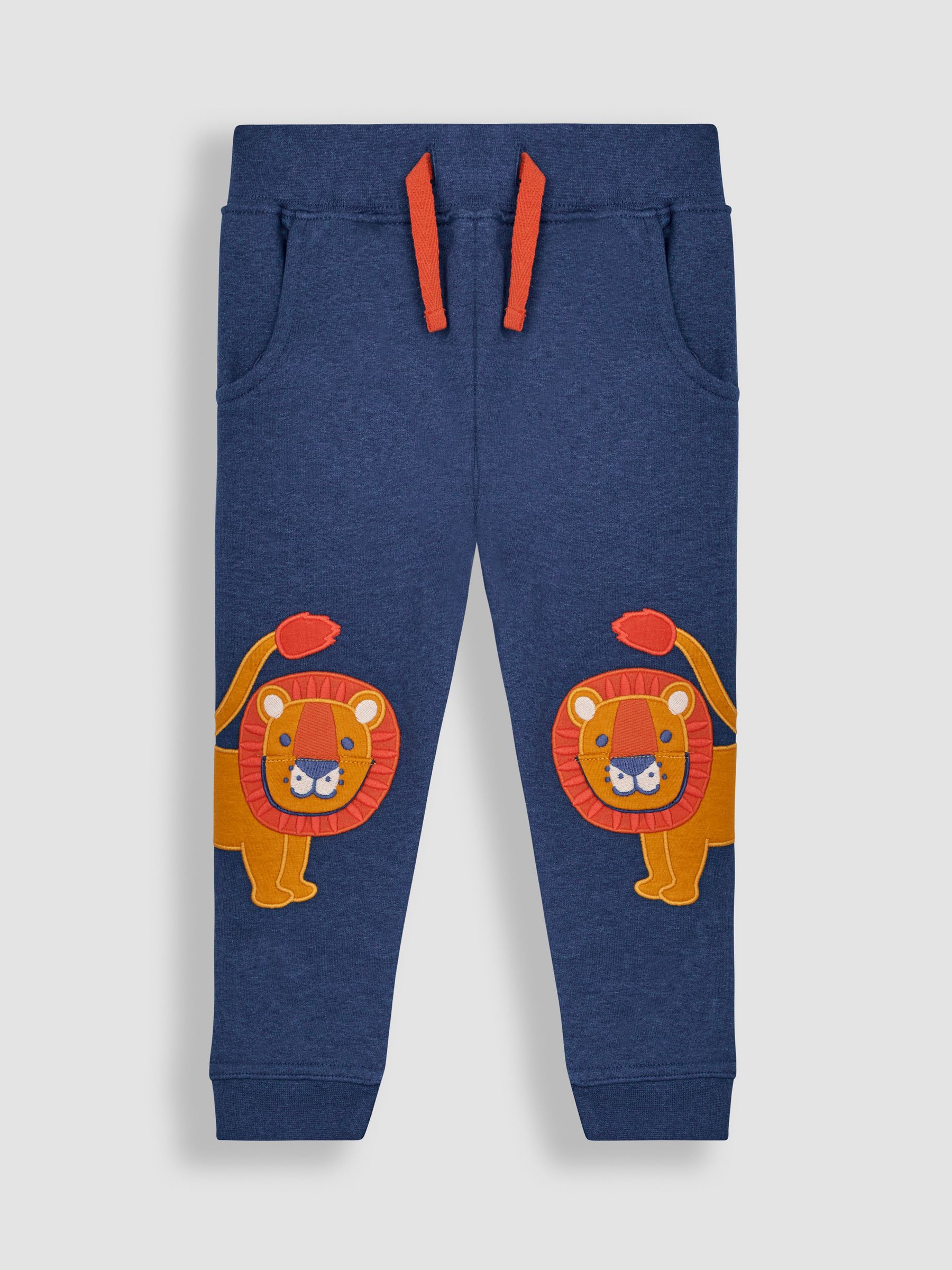 Denim Blue Lion Appliqué Knee Joggers With Pet In Pocket - Image 2 of 4