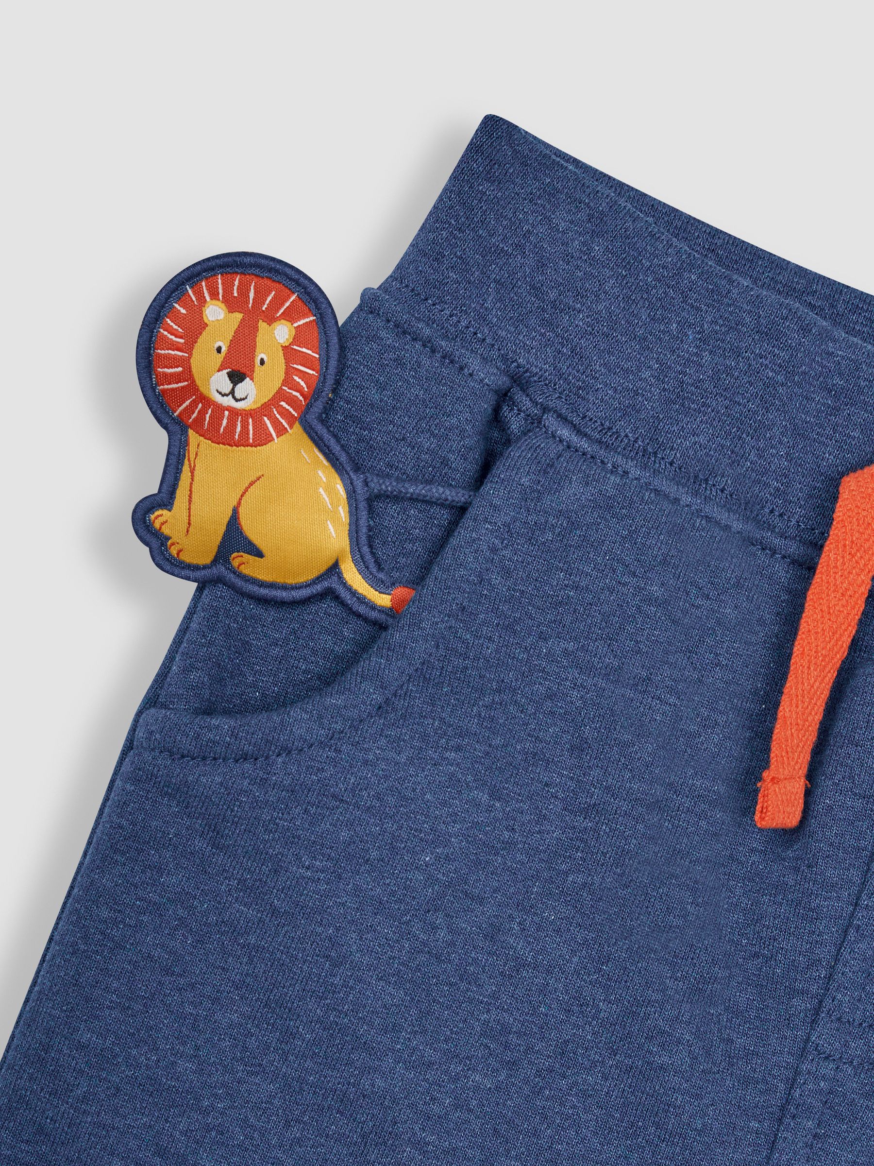 Denim Blue Lion Appliqué Knee Joggers With Pet In Pocket - Image 3 of 4