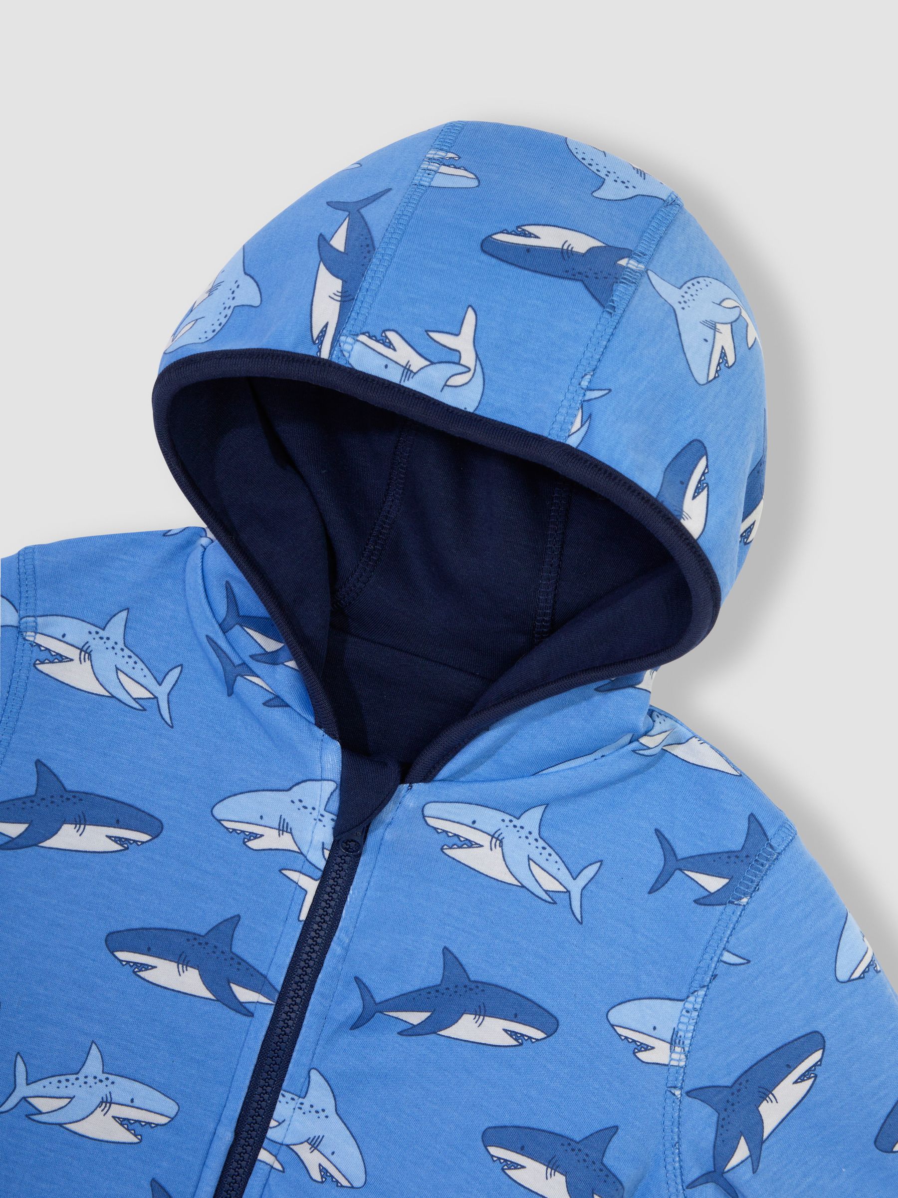 Navy Blue Shark Appliqué Reversible Hoodie - Image 5 of 6