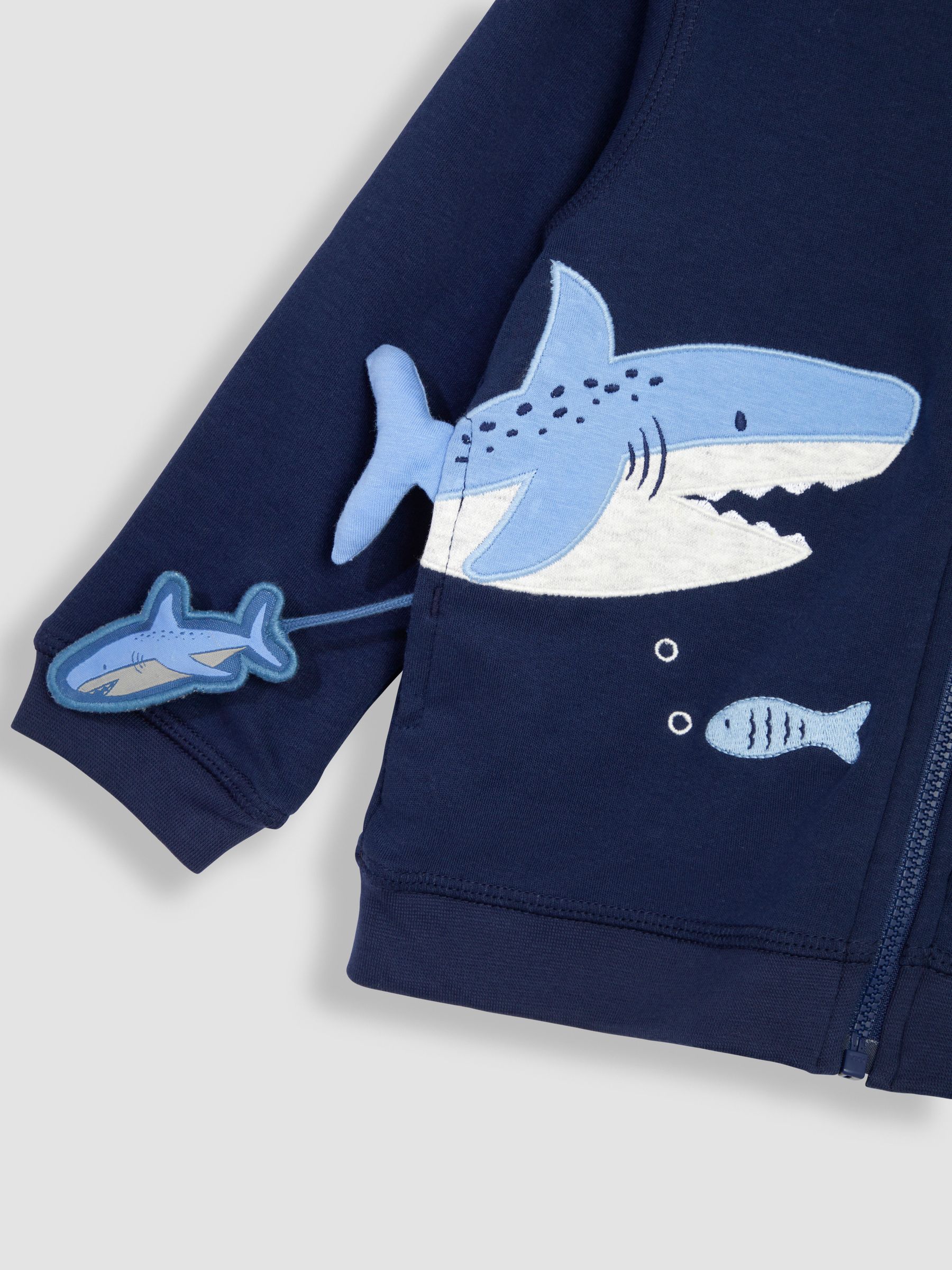 Navy Blue Shark Appliqué Reversible Hoodie - Image 6 of 6