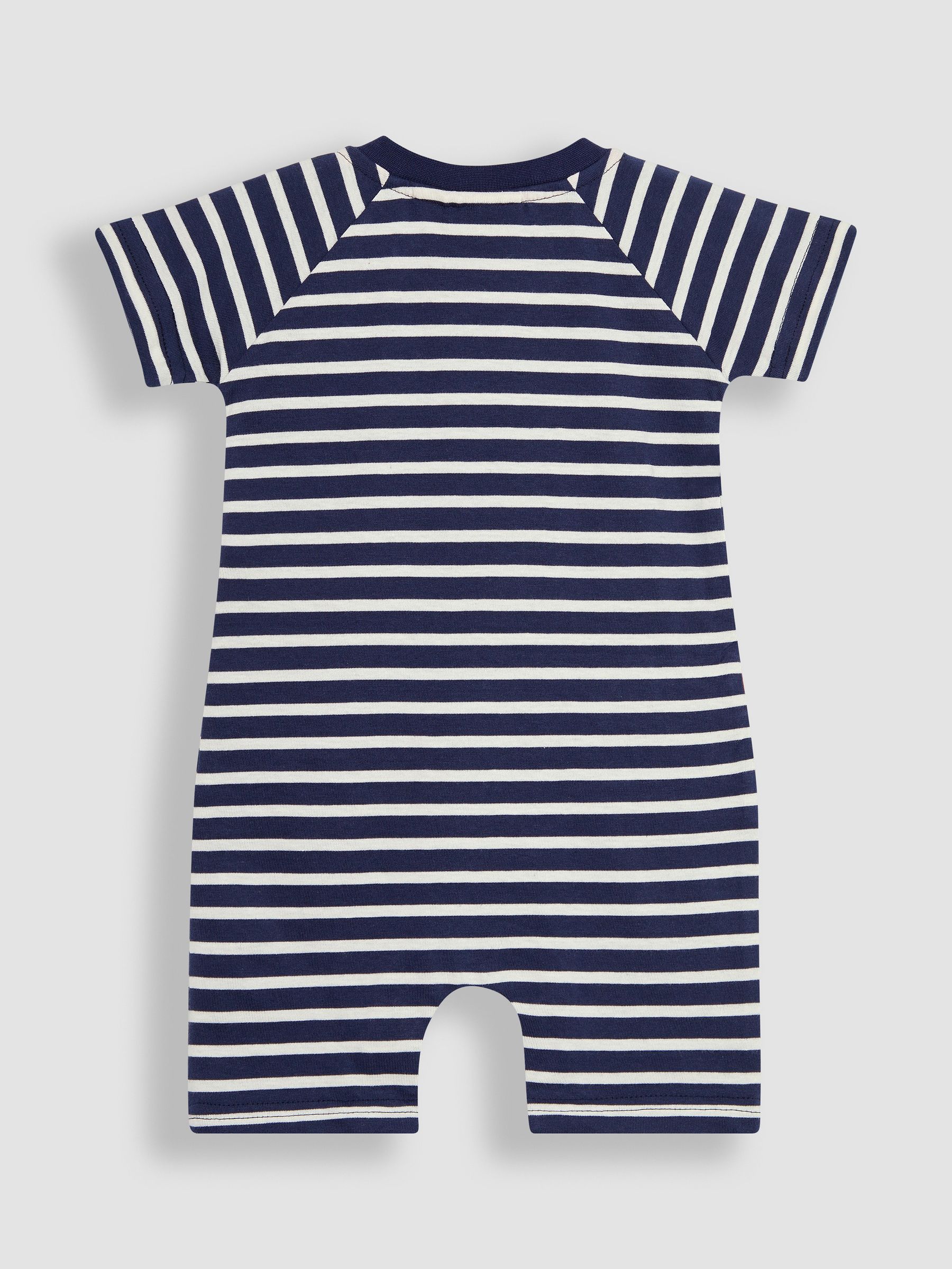 Navy Ecru Stripe Dino Appliqué Romper - Image 2 of 3