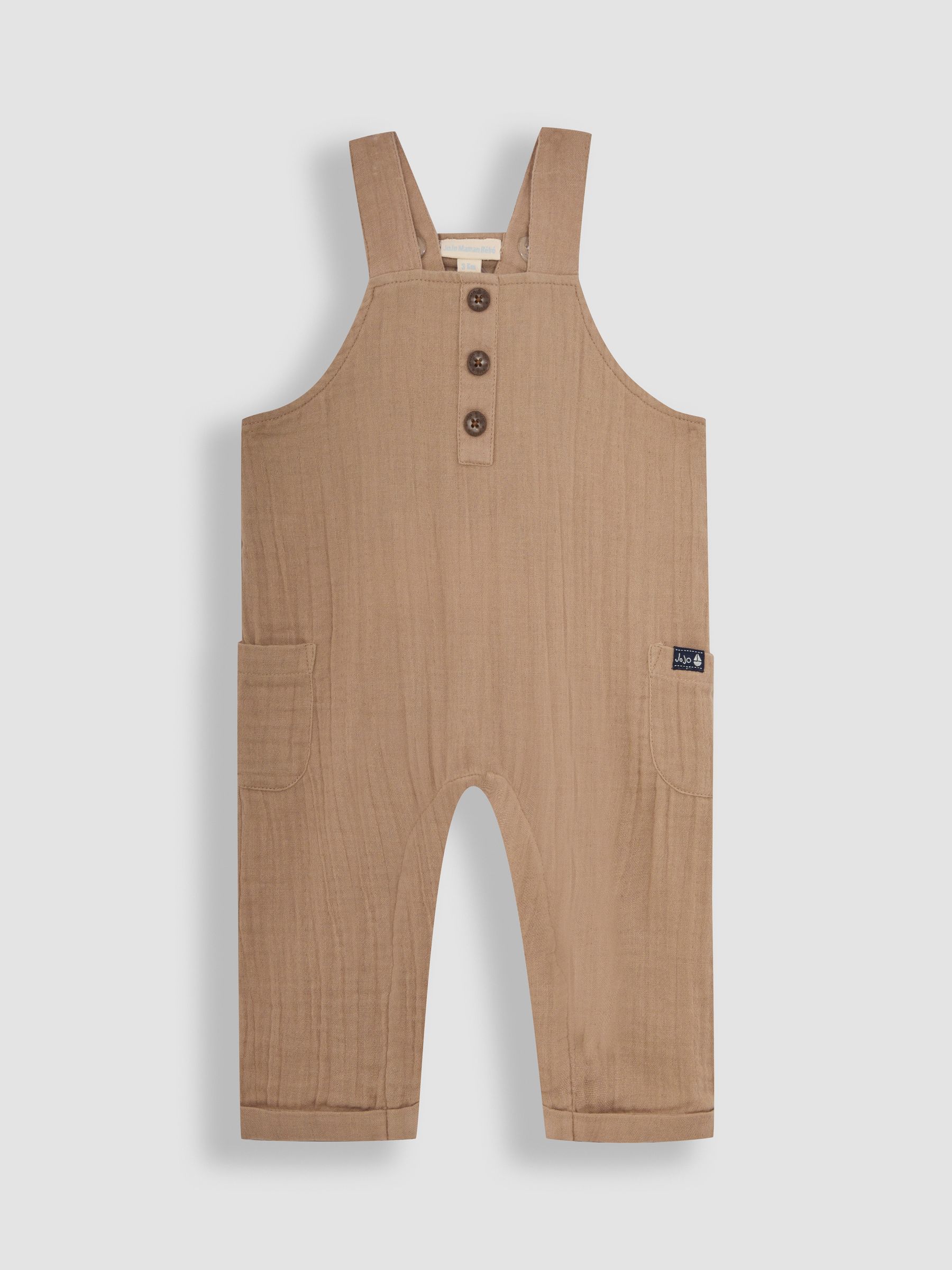 Natural Cheesecloth Button Front Dungarees - Image 1 of 3