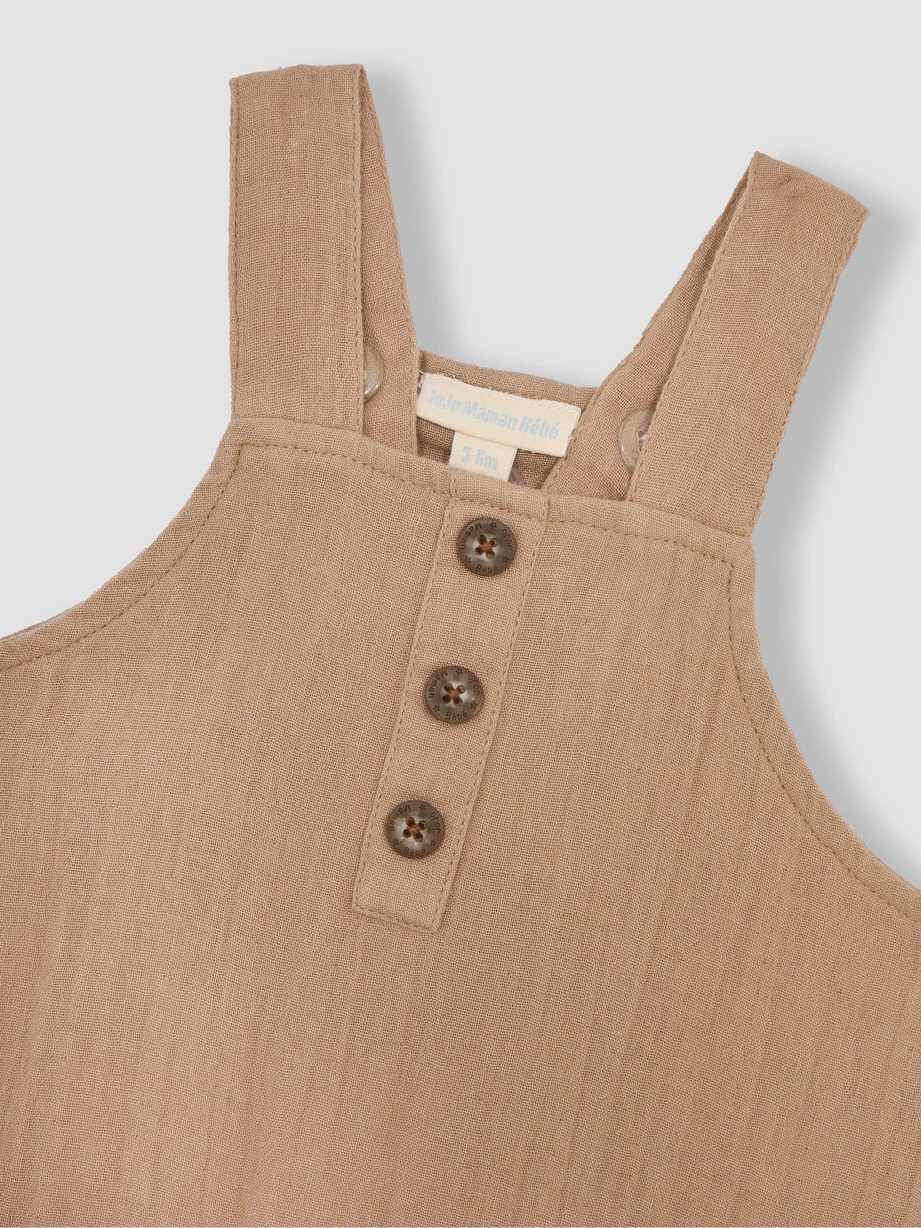 Natural Cheesecloth Button Front Dungarees - Image 3 of 3