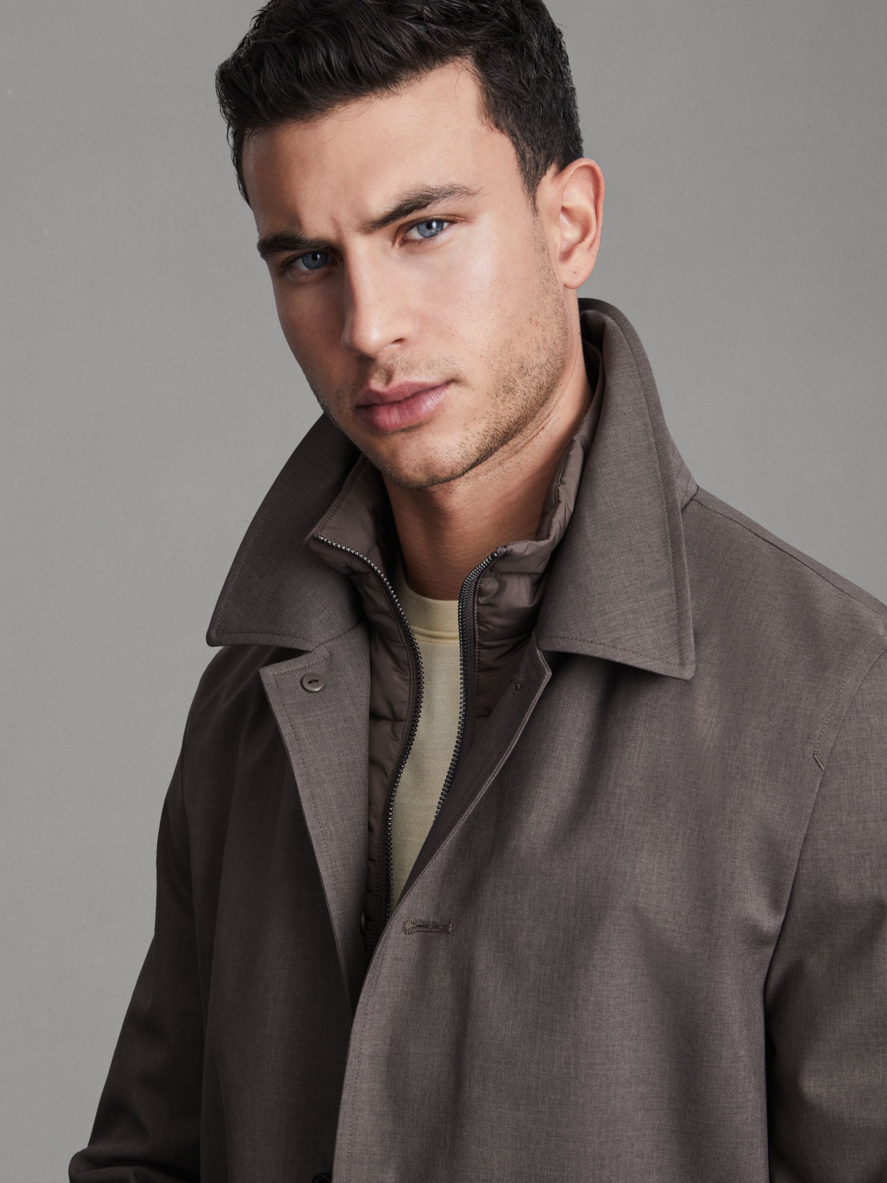 Jacket With Removable Funnel-Neck Insert in Brown - Image 3 of 6