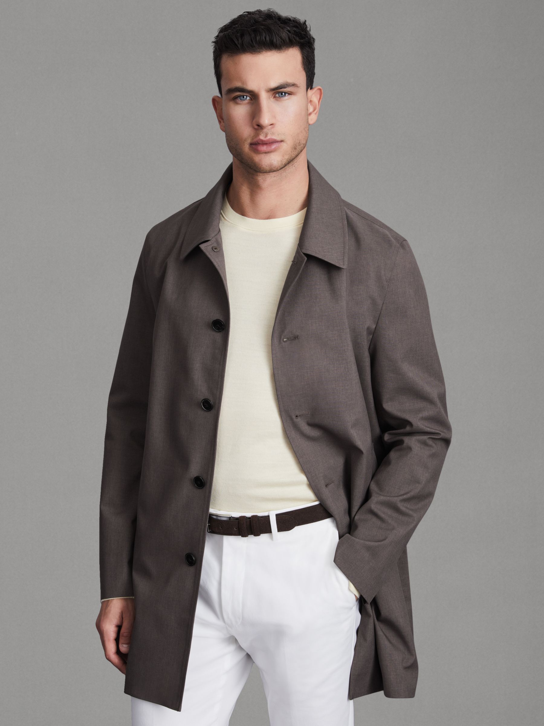 Jacket With Removable Funnel-Neck Insert in Brown - Image 4 of 6
