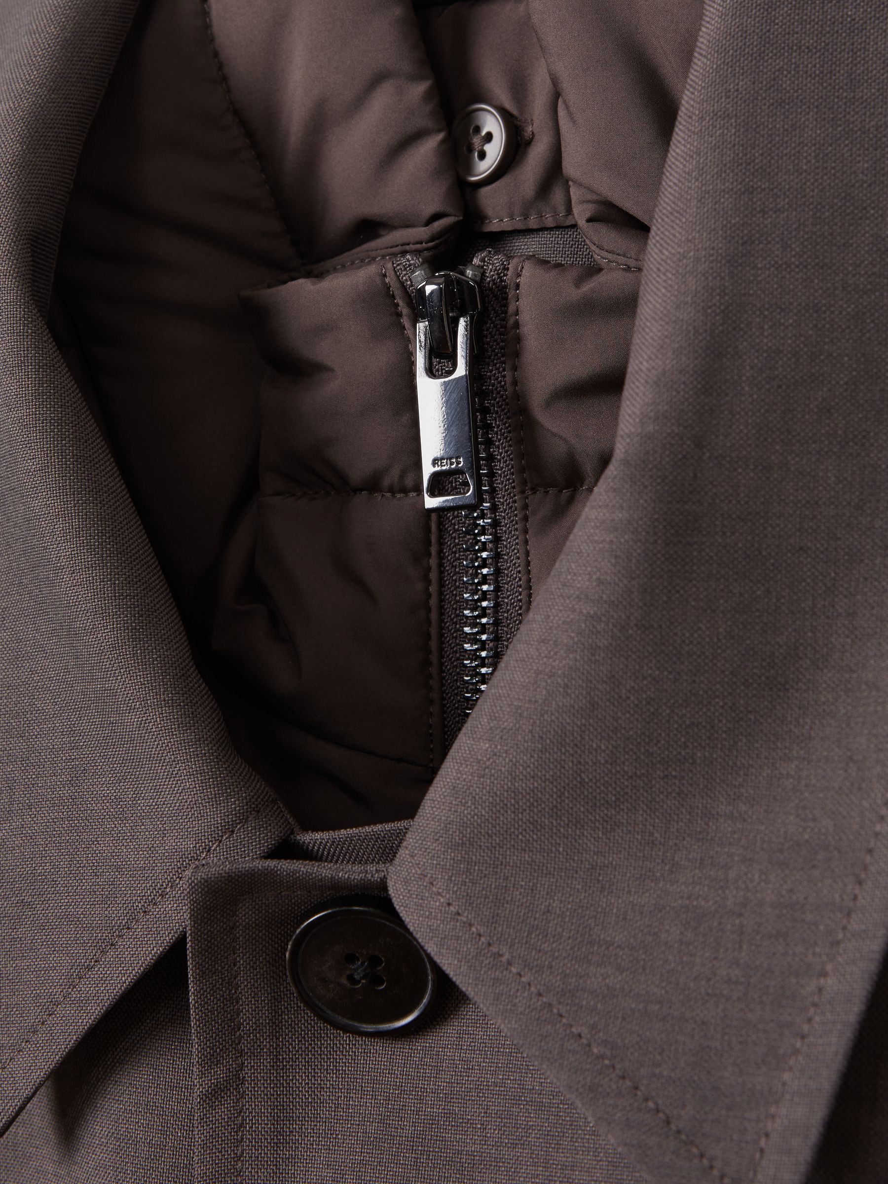 Jacket With Removable Funnel-Neck Insert in Brown - Image 6 of 6