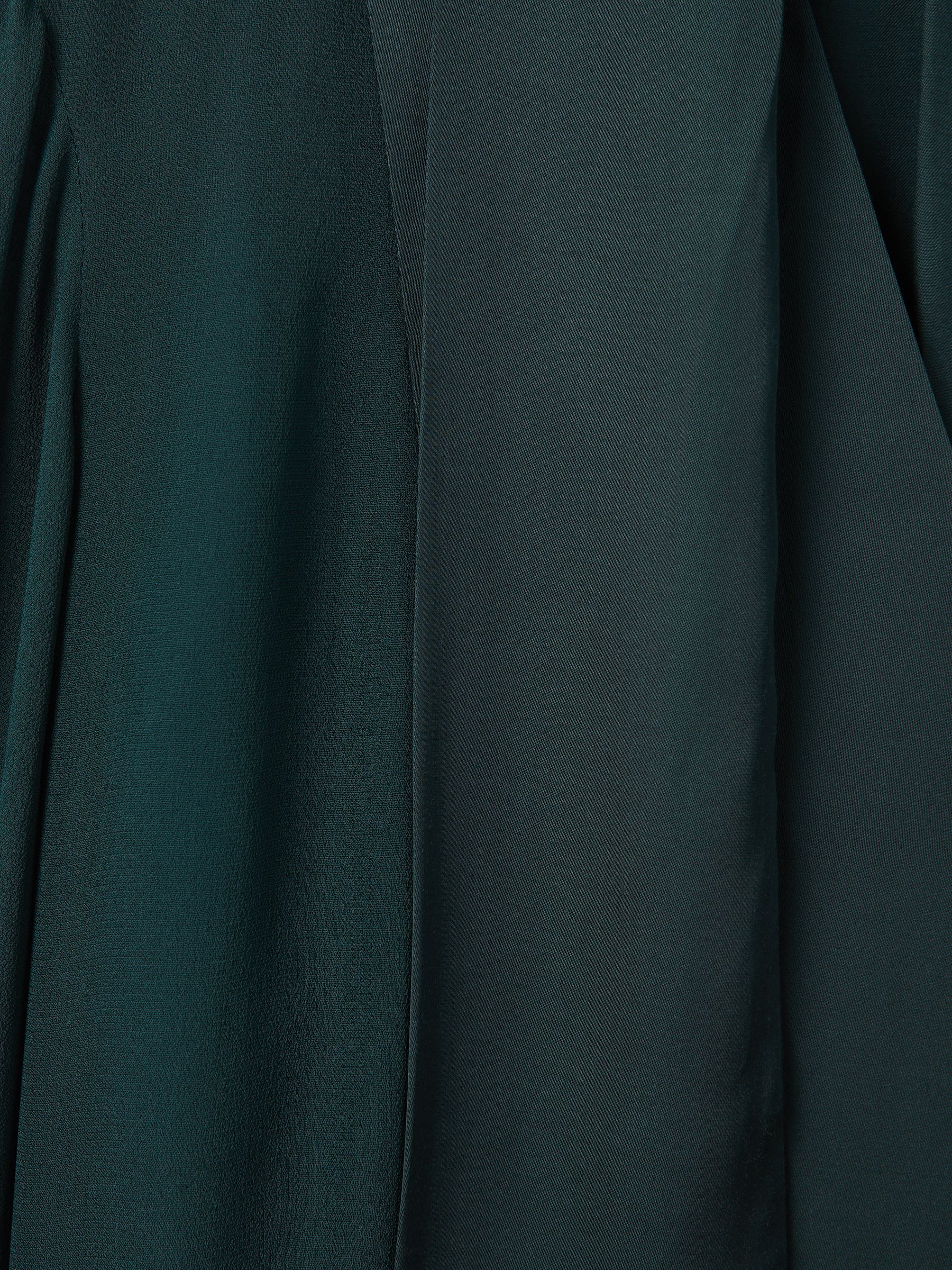 Semi Sheer Satin Tie Neck Blouse in Green - Image 7 of 7