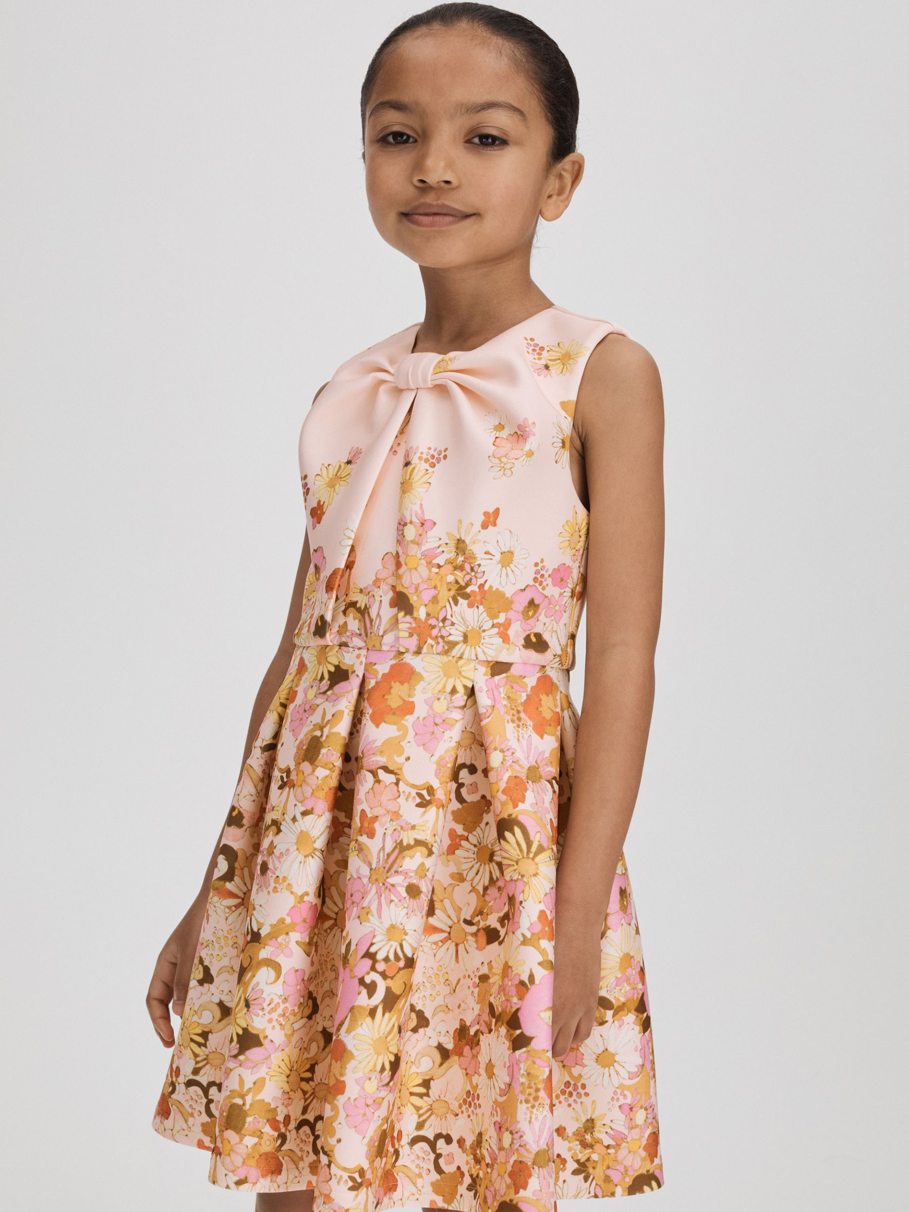4-9 yrs Scuba Knot Fit-and-Flare Dress in Multi - Image 1 of 6
