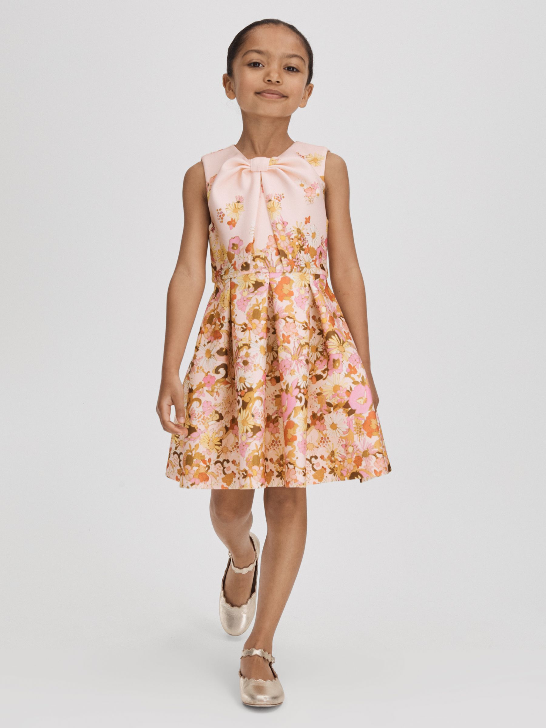 4-9 yrs Scuba Knot Fit-and-Flare Dress in Multi - Image 3 of 6