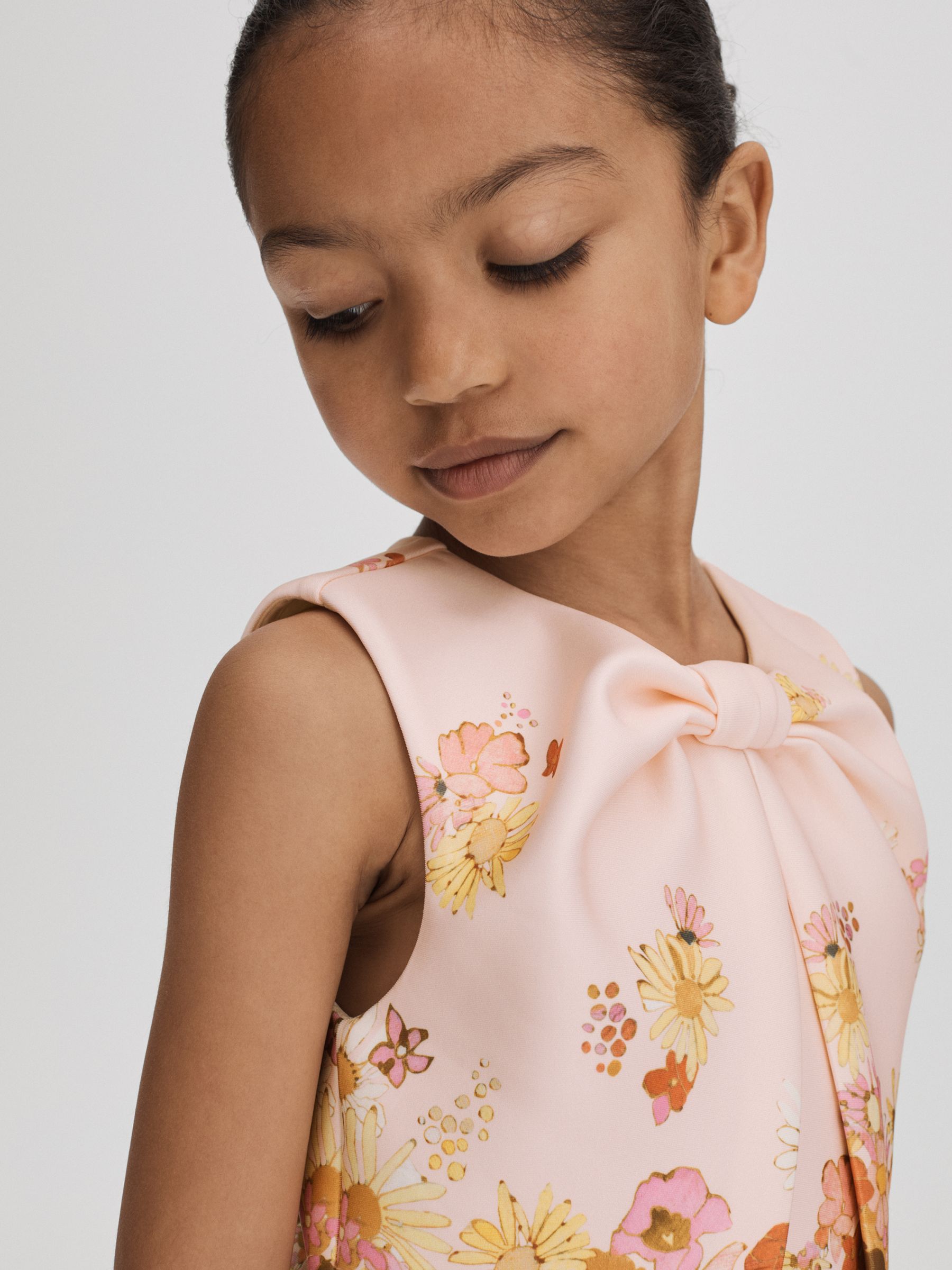 4-9 yrs Scuba Knot Fit-and-Flare Dress in Multi - Image 4 of 6