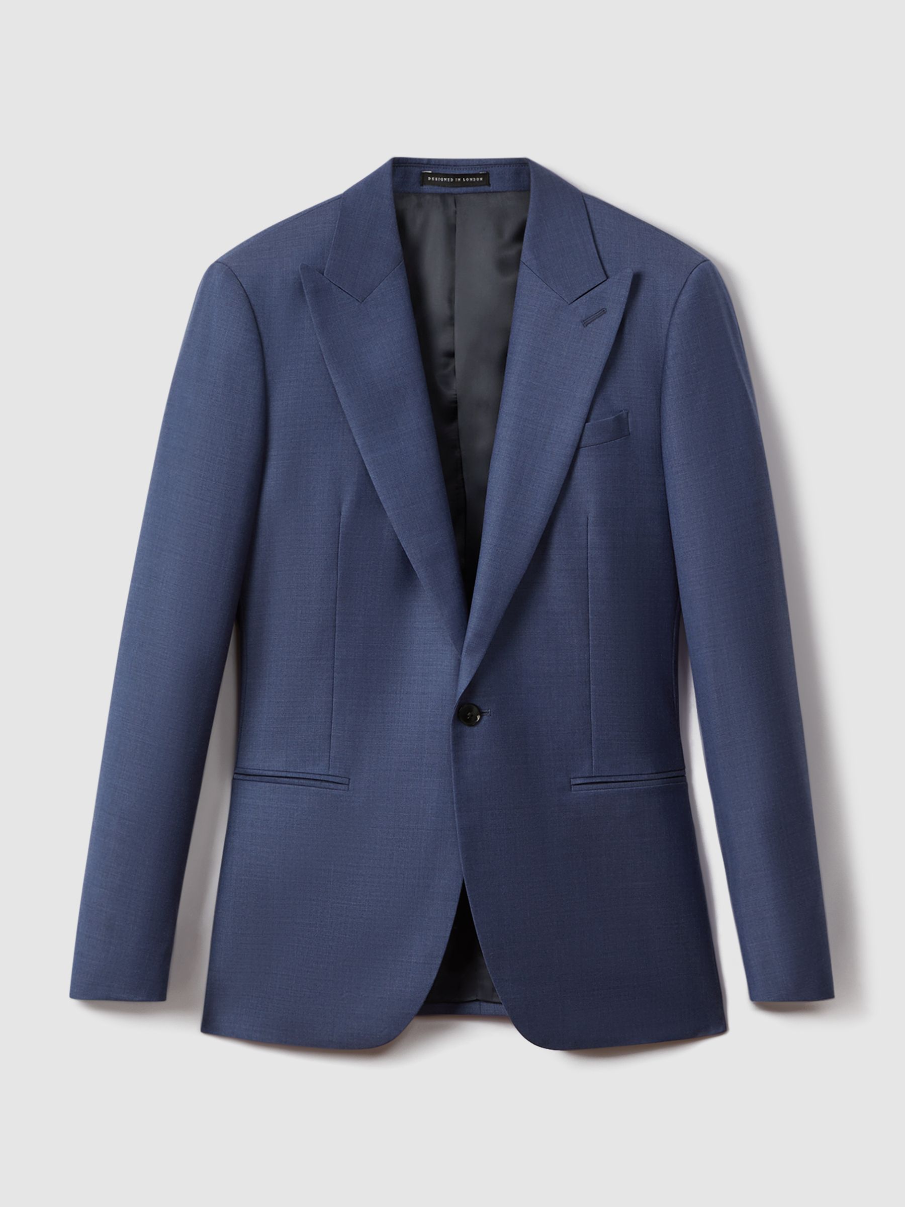 Slim Fit Wool Single Breasted Blazer in Bright Blue - Image 2 of 7