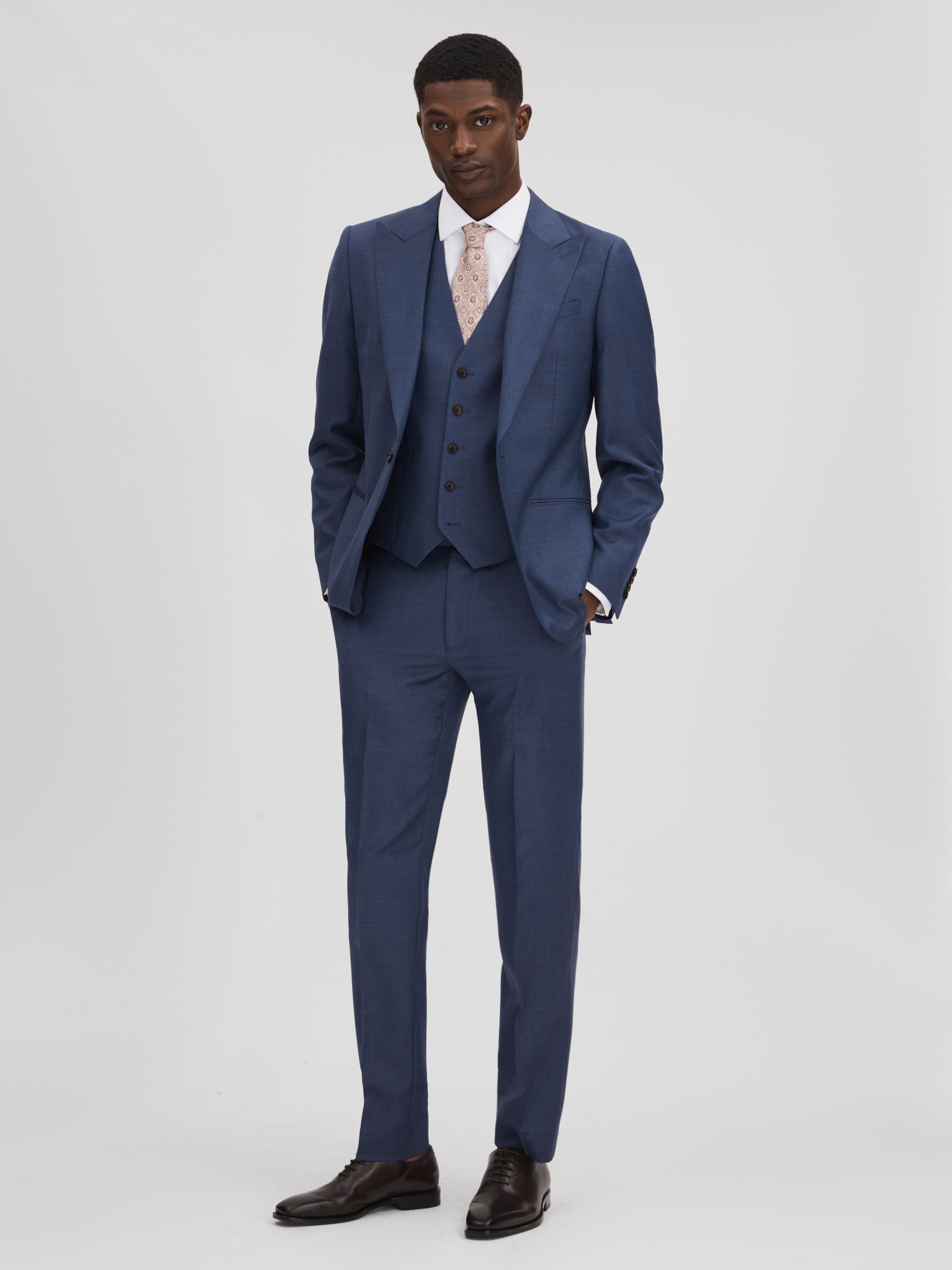 Slim Fit Wool Single Breasted Blazer in Bright Blue - Image 3 of 7