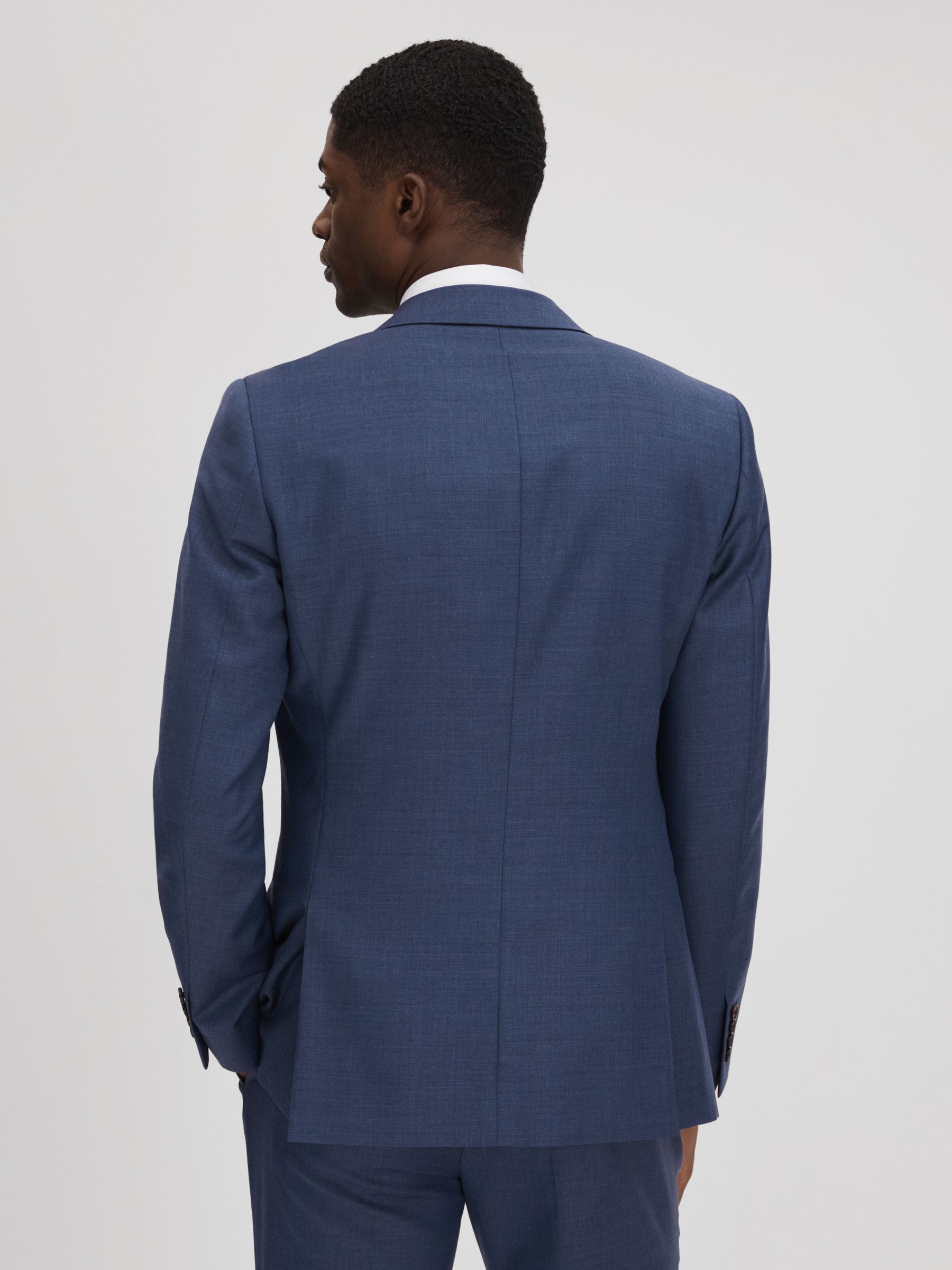 Slim Fit Wool Single Breasted Blazer in Bright Blue - Image 5 of 7