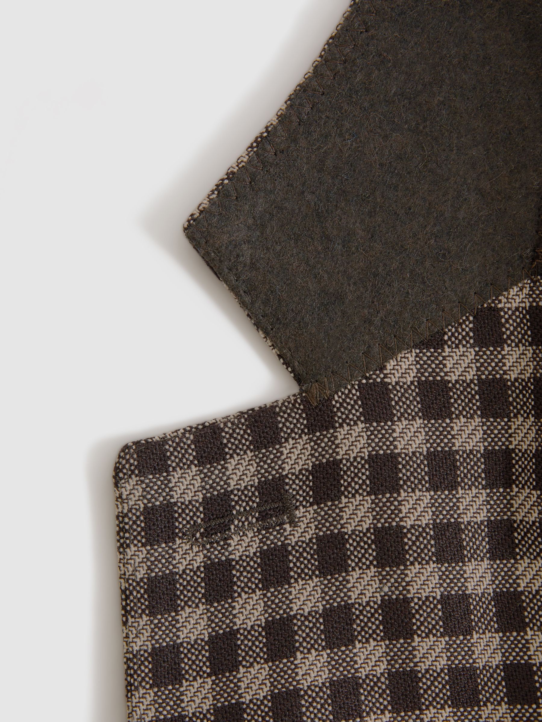 Wool Blend Check Single Breasted Blazer in Brown Multi - Image 8 of 9