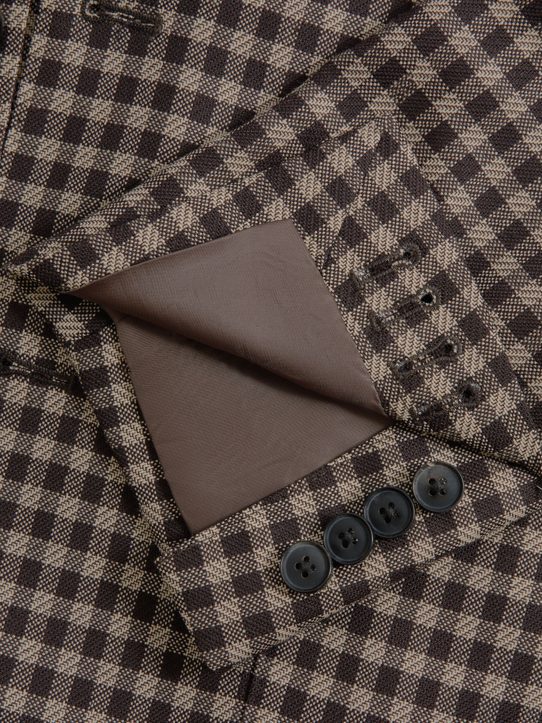 Wool Blend Check Single Breasted Blazer in Brown Multi - Image 9 of 9