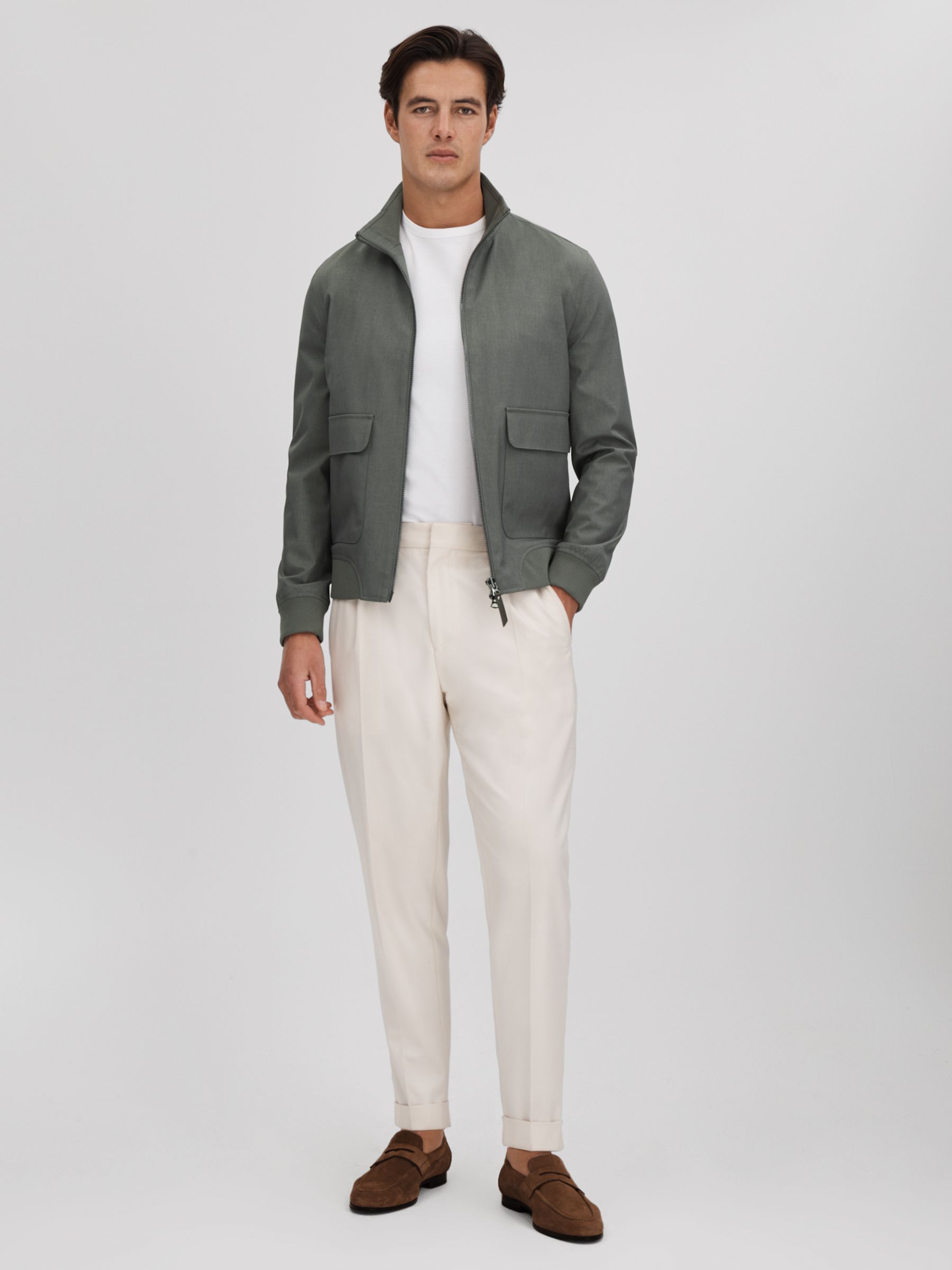 Funnel Neck Zip-Through Jacket in Green - Image 3 of 6