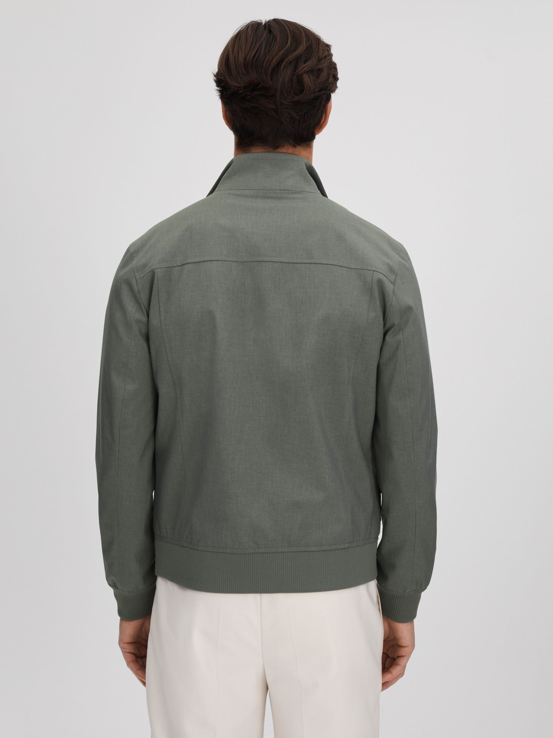 Funnel Neck Zip-Through Jacket in Green - Image 5 of 6