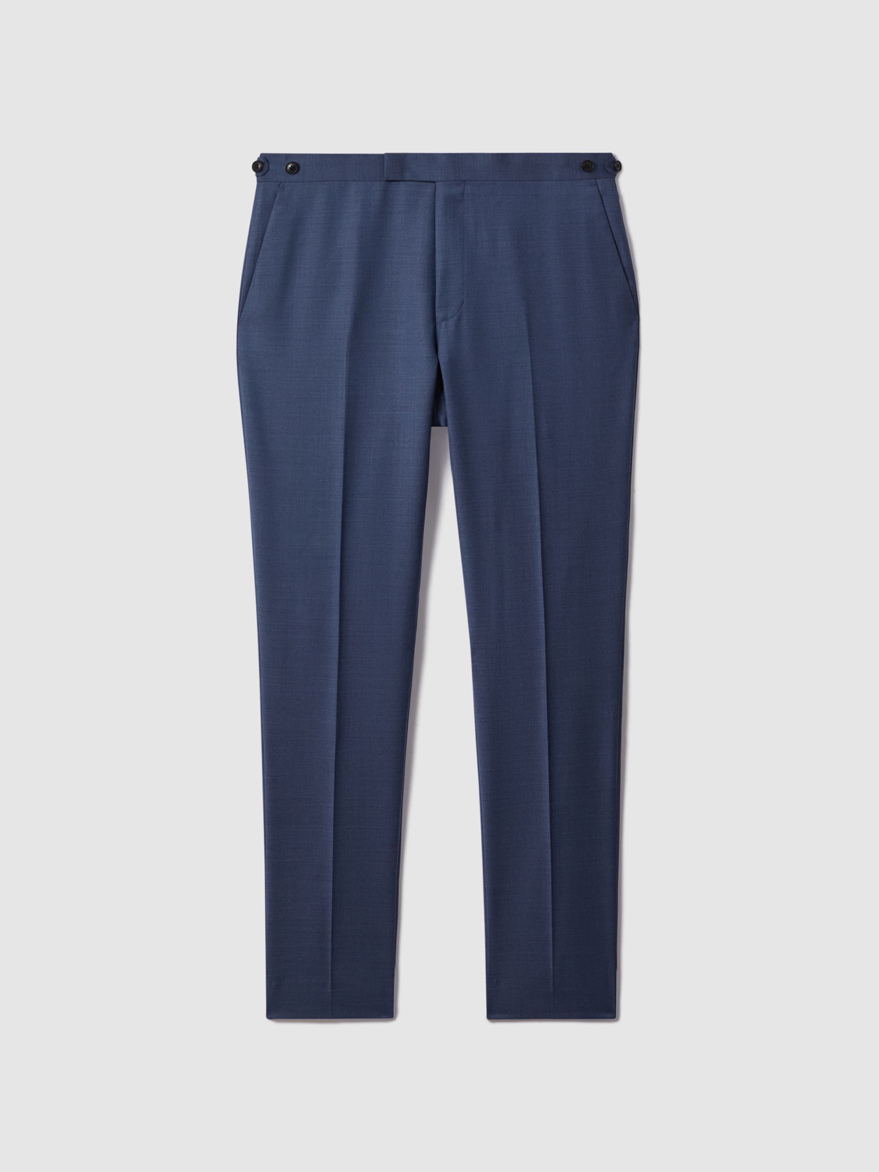 Slim Fit Wool Adjuster Trousers in Bright Blue - Image 2 of 5 Slim Fit Wool Adjuster Trousers in Bright Blue - Image 2 of 5