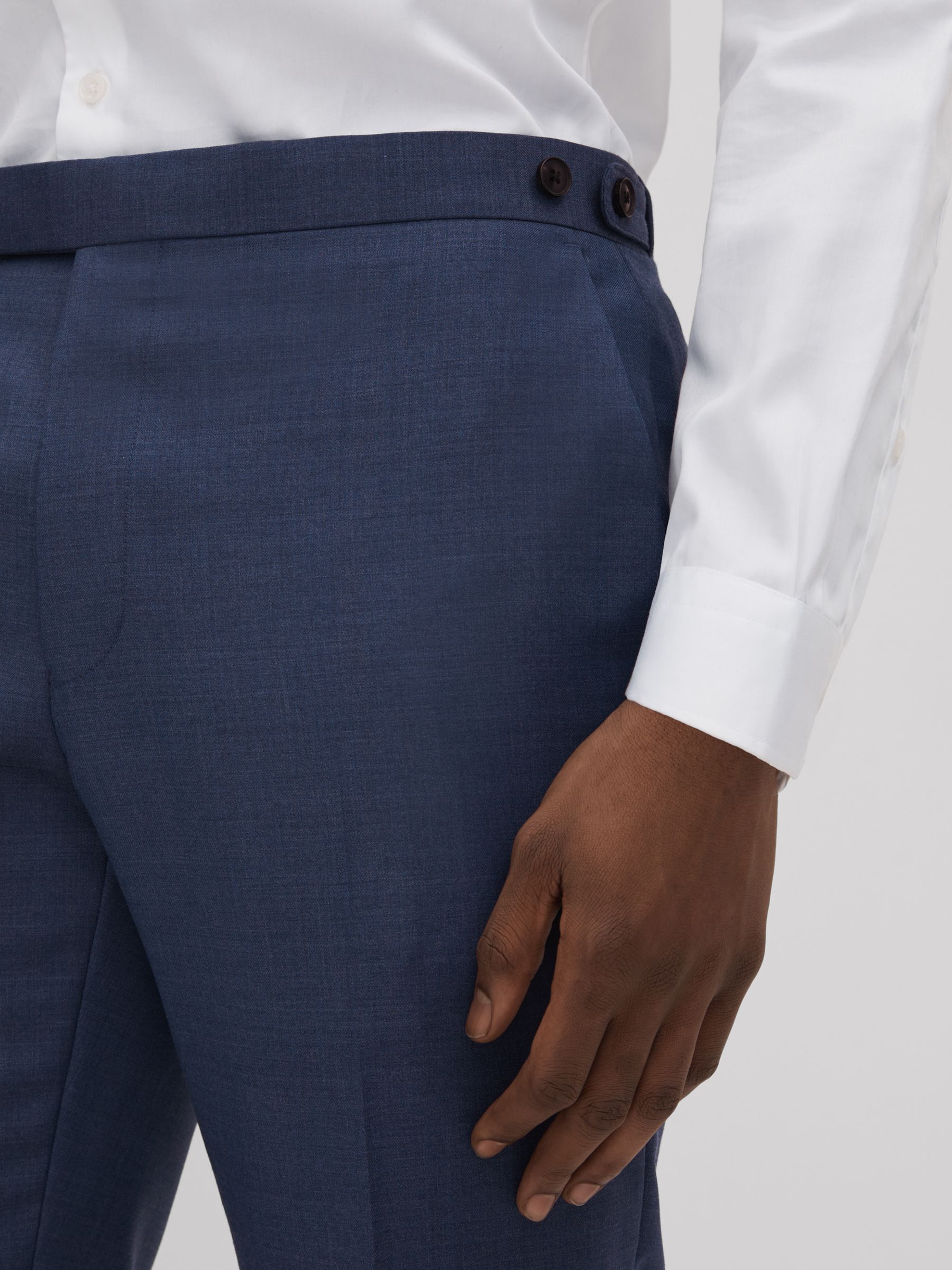 Slim Fit Wool Adjuster Trousers in Bright Blue - Image 4 of 5