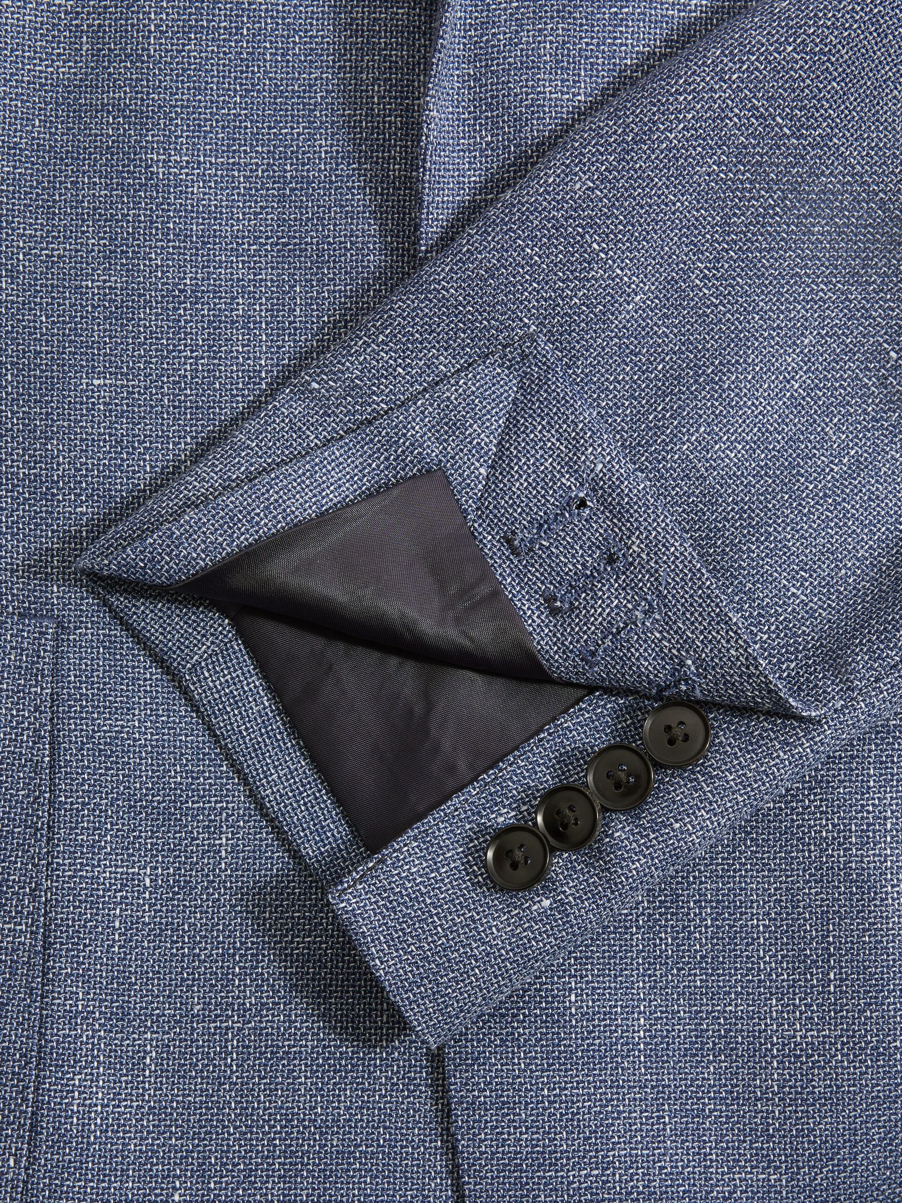 Slim Fit Single Breasted Wool Blend Blazer in Indigo - Image 6 of 7