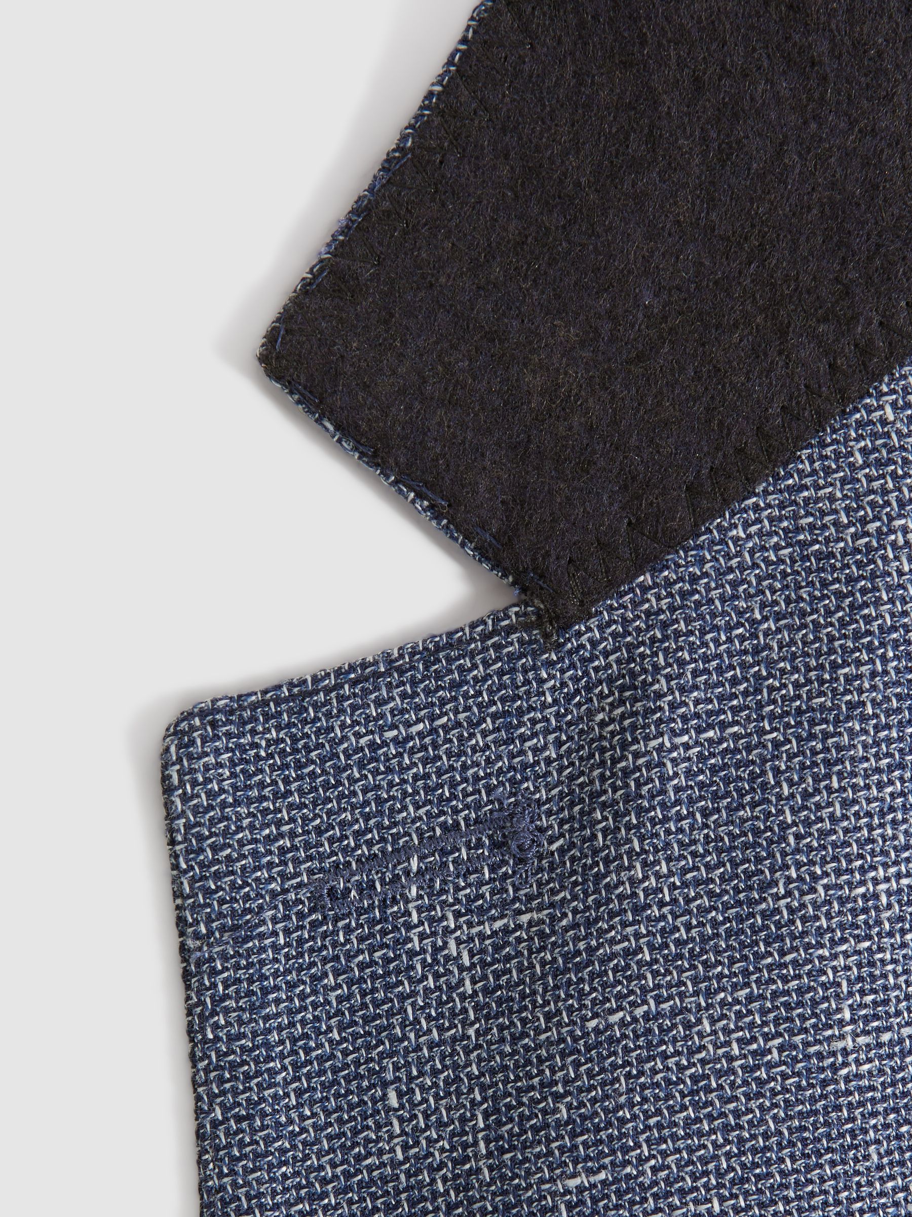 Slim Fit Single Breasted Wool Blend Blazer in Indigo - Image 7 of 7
