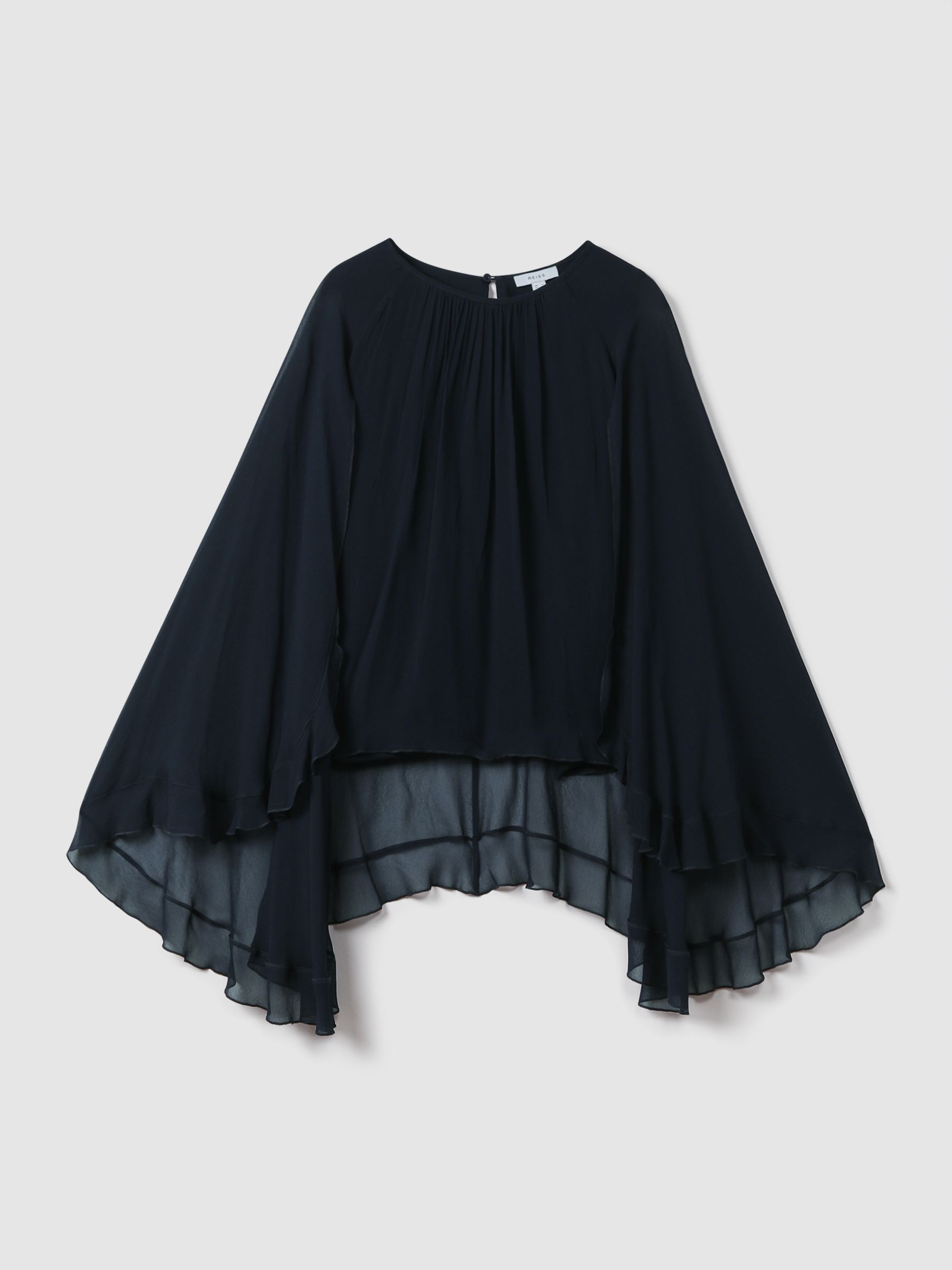 Pleated Cape Style Top in Navy - Image 2 of 6