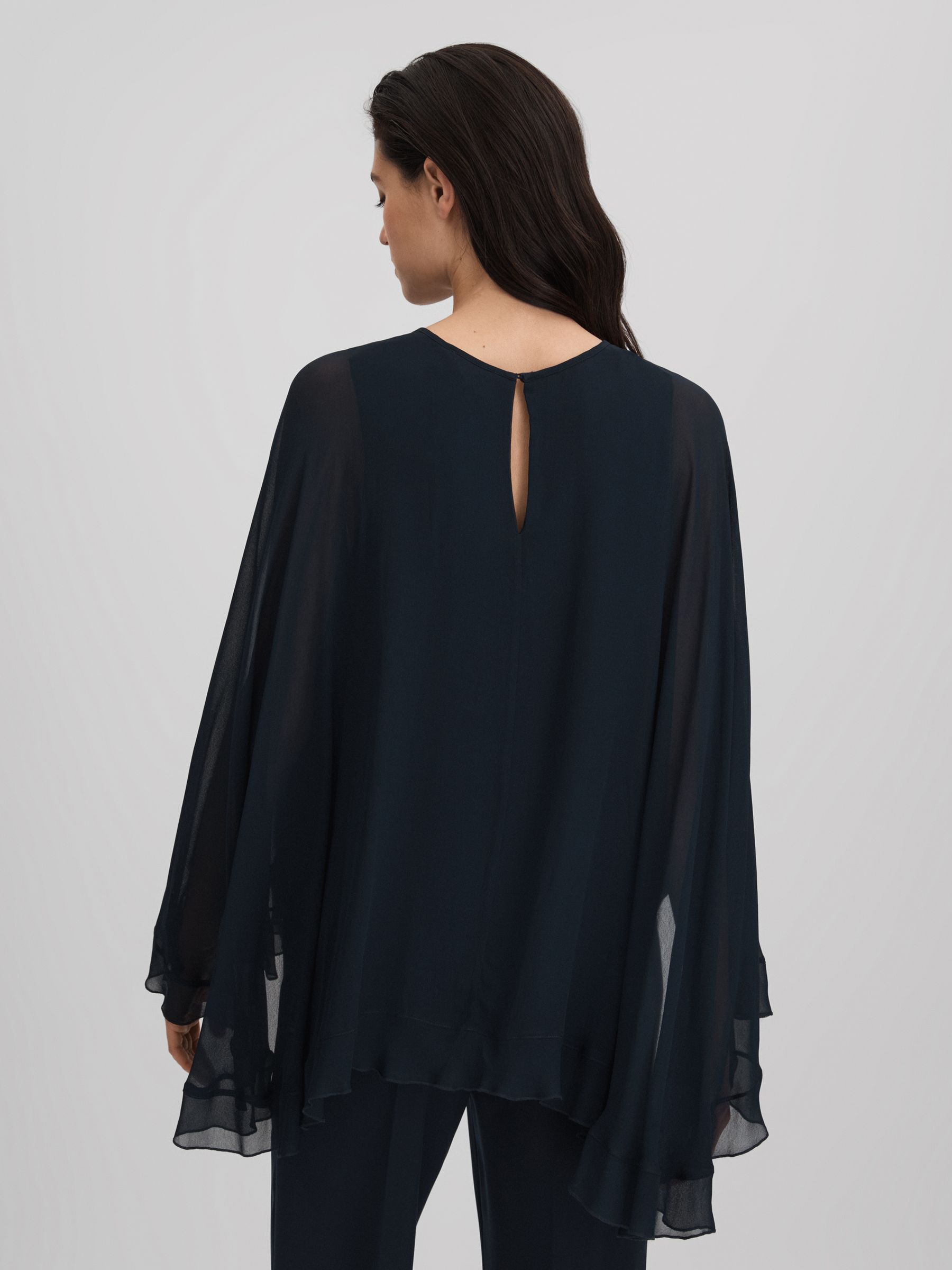 Pleated Cape Style Top in Navy - Image 5 of 6