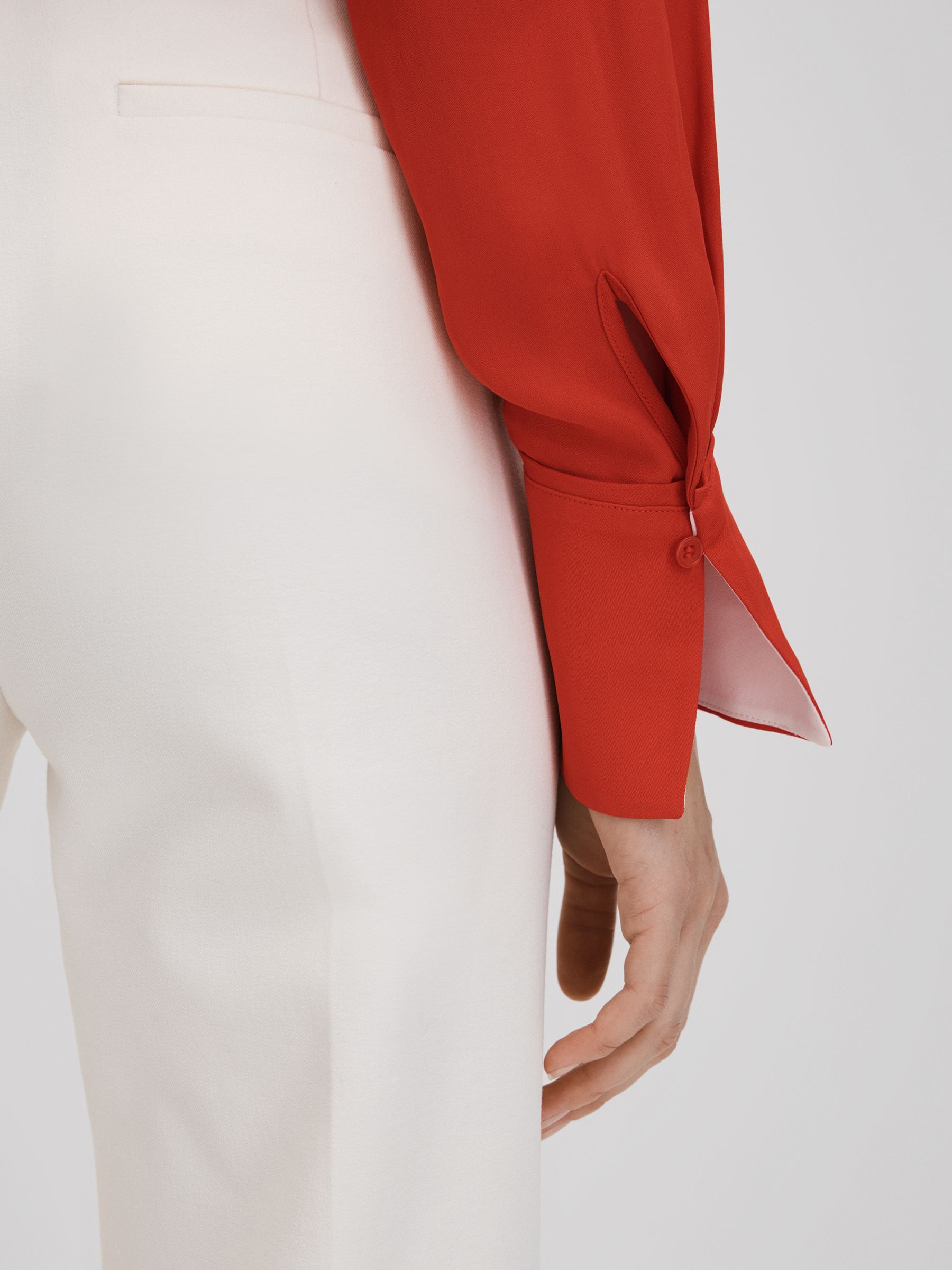 Contrast Trim Button-Through Shirt in Red - Image 6 of 7