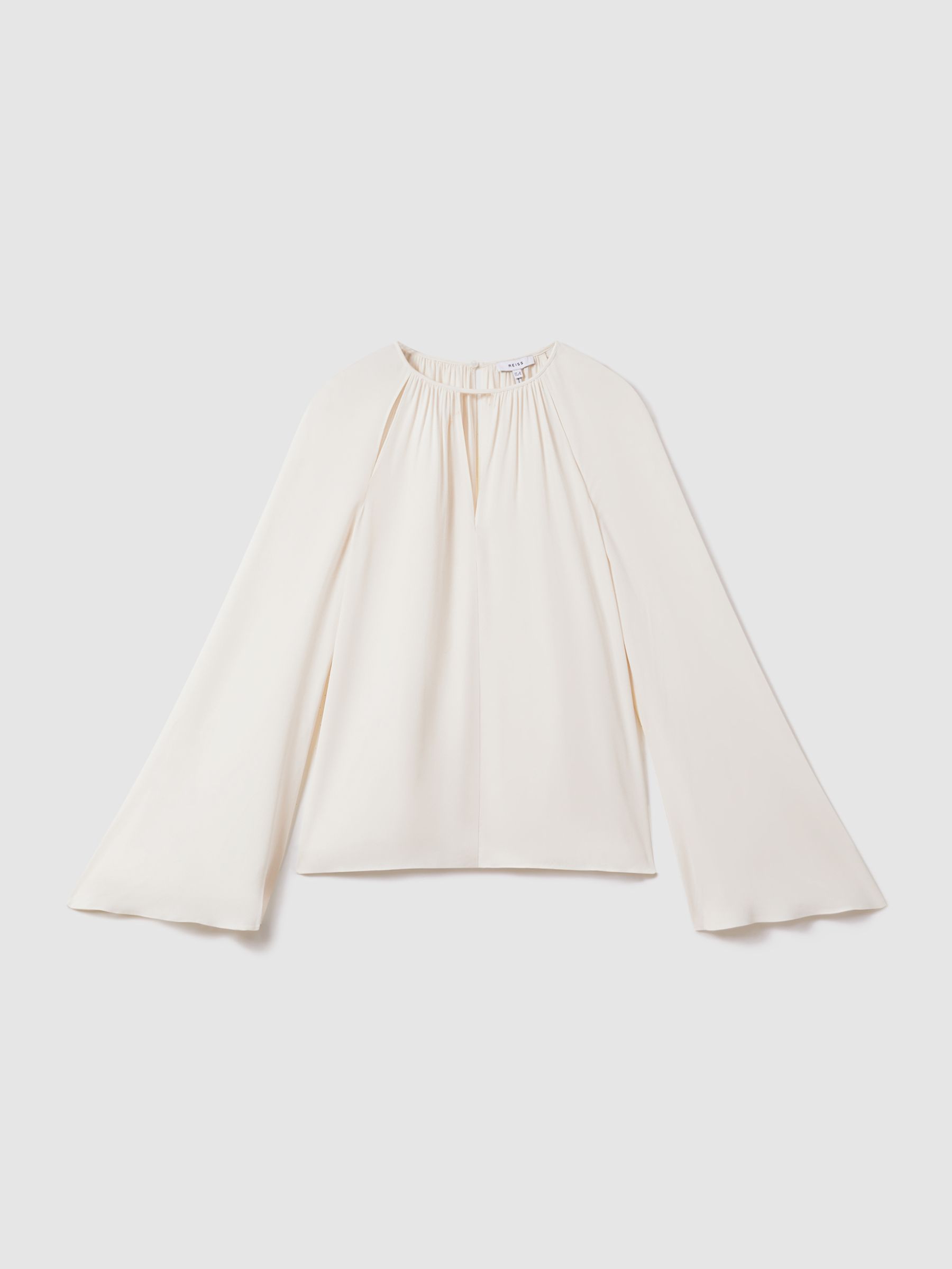 Cut-Out Flute Sleeve Blouse in Ivory - Image 2 of 6